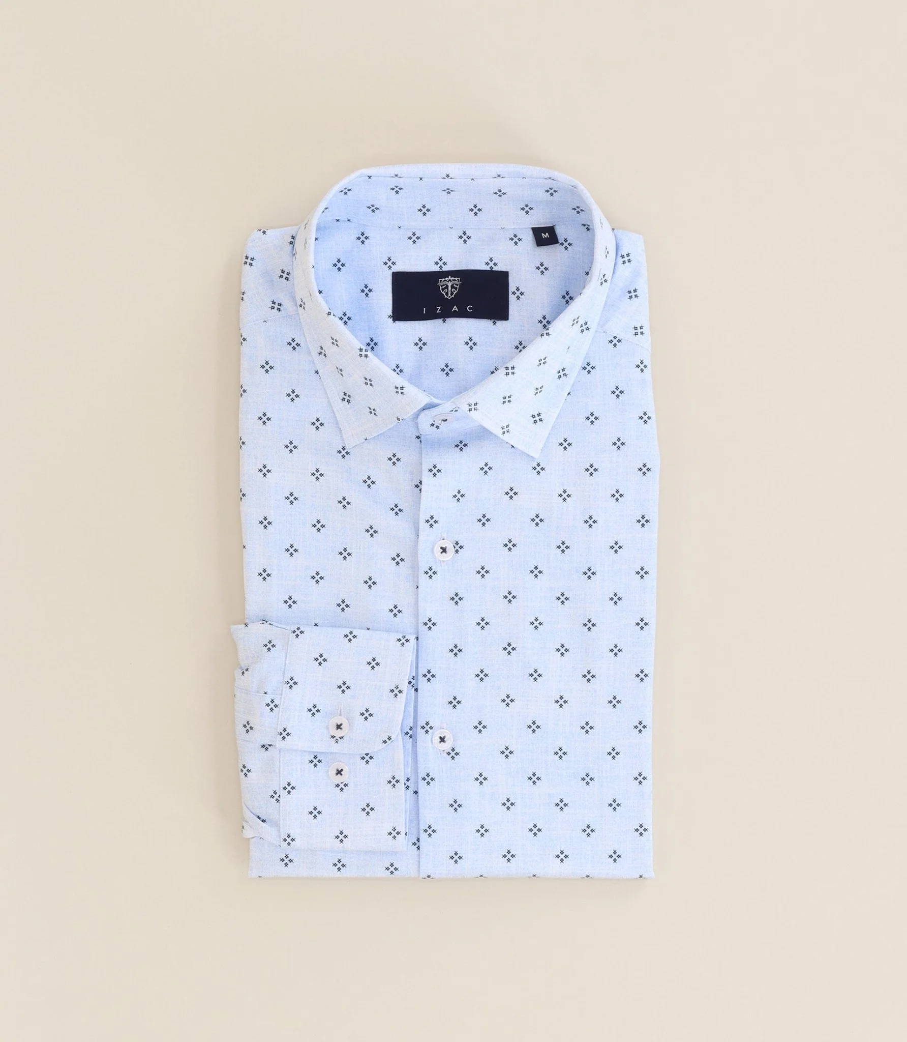 Chemise 100% coton col français bleue – Image 2