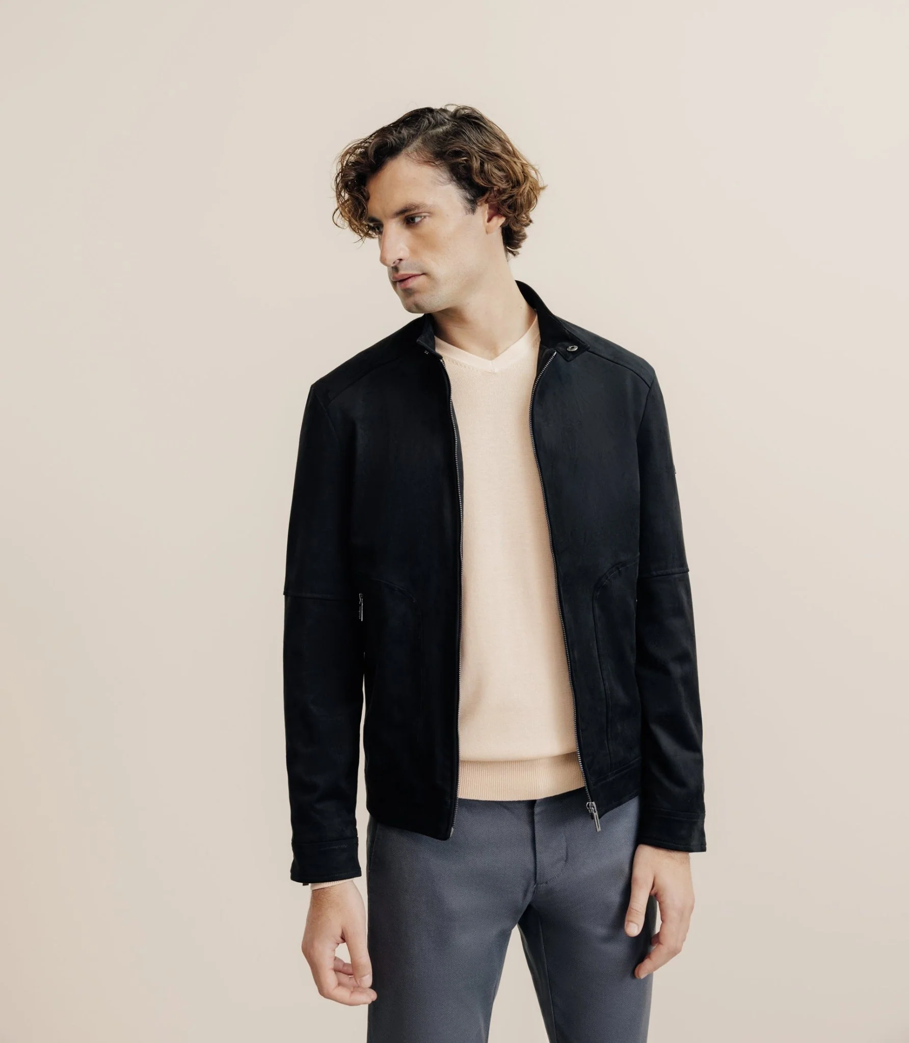 Blouson en suédine noir – Image 2