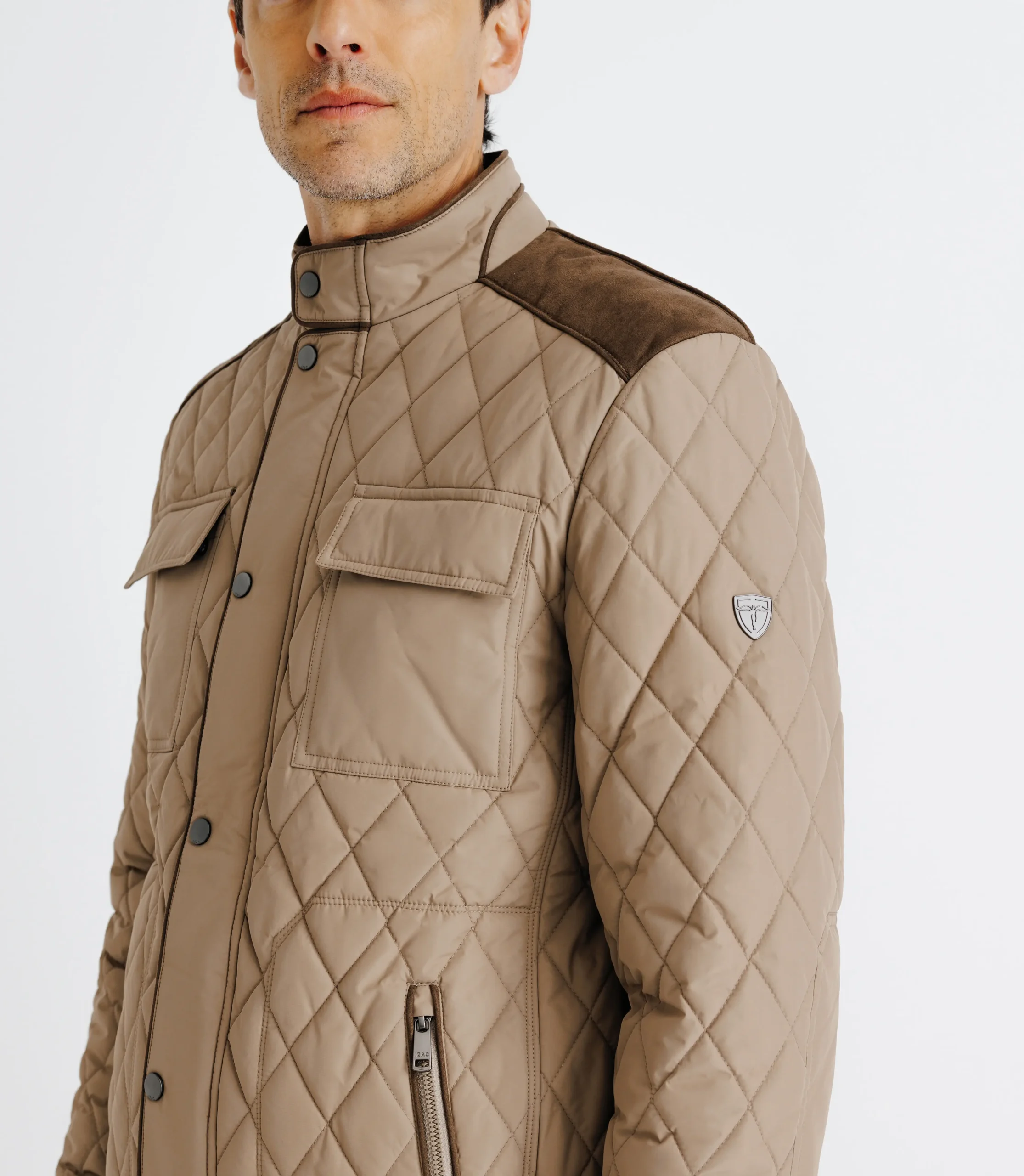 Blouson déperlant col montant beige – Image 2