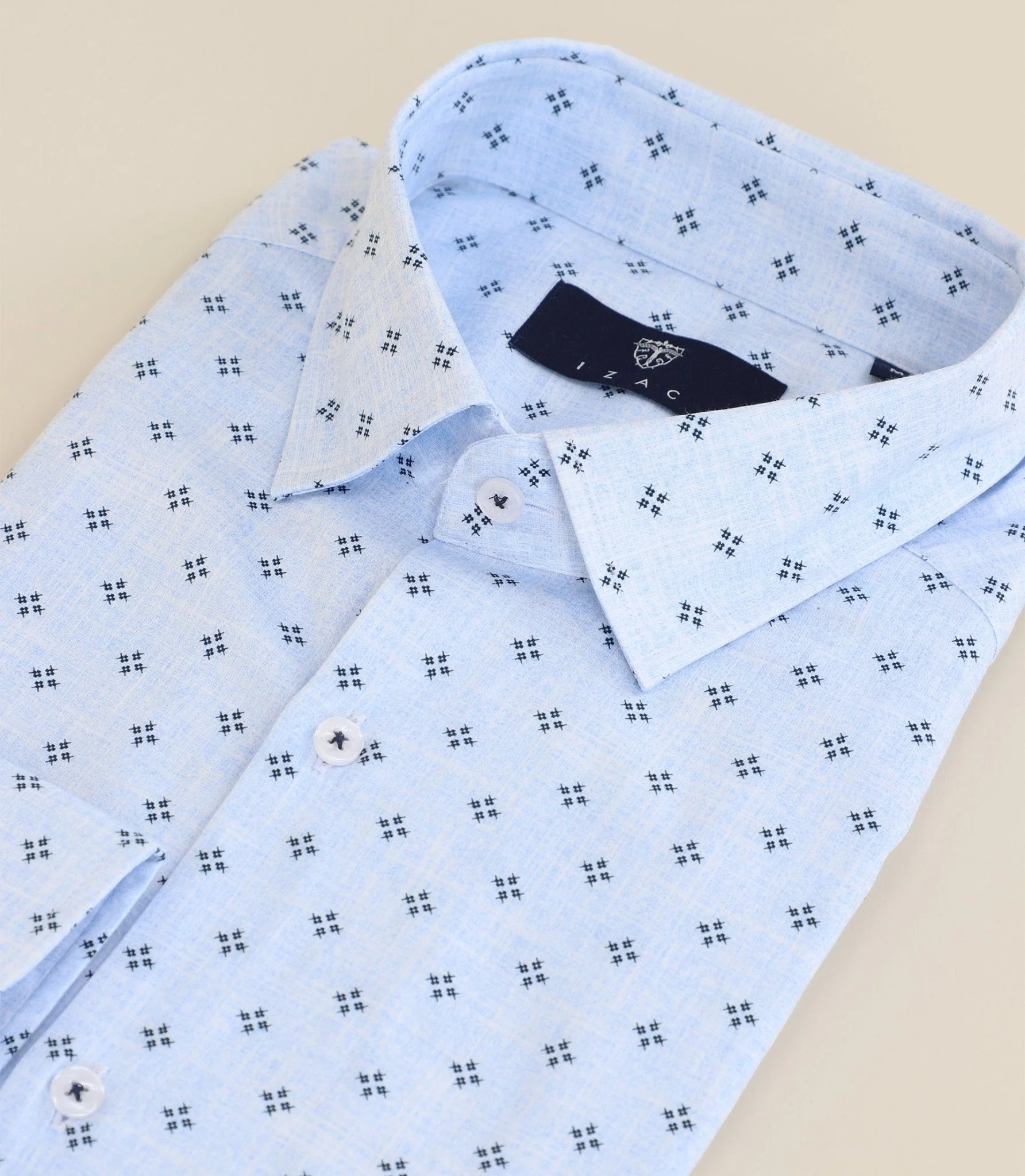 Chemise 100% coton col français bleue – Image 3