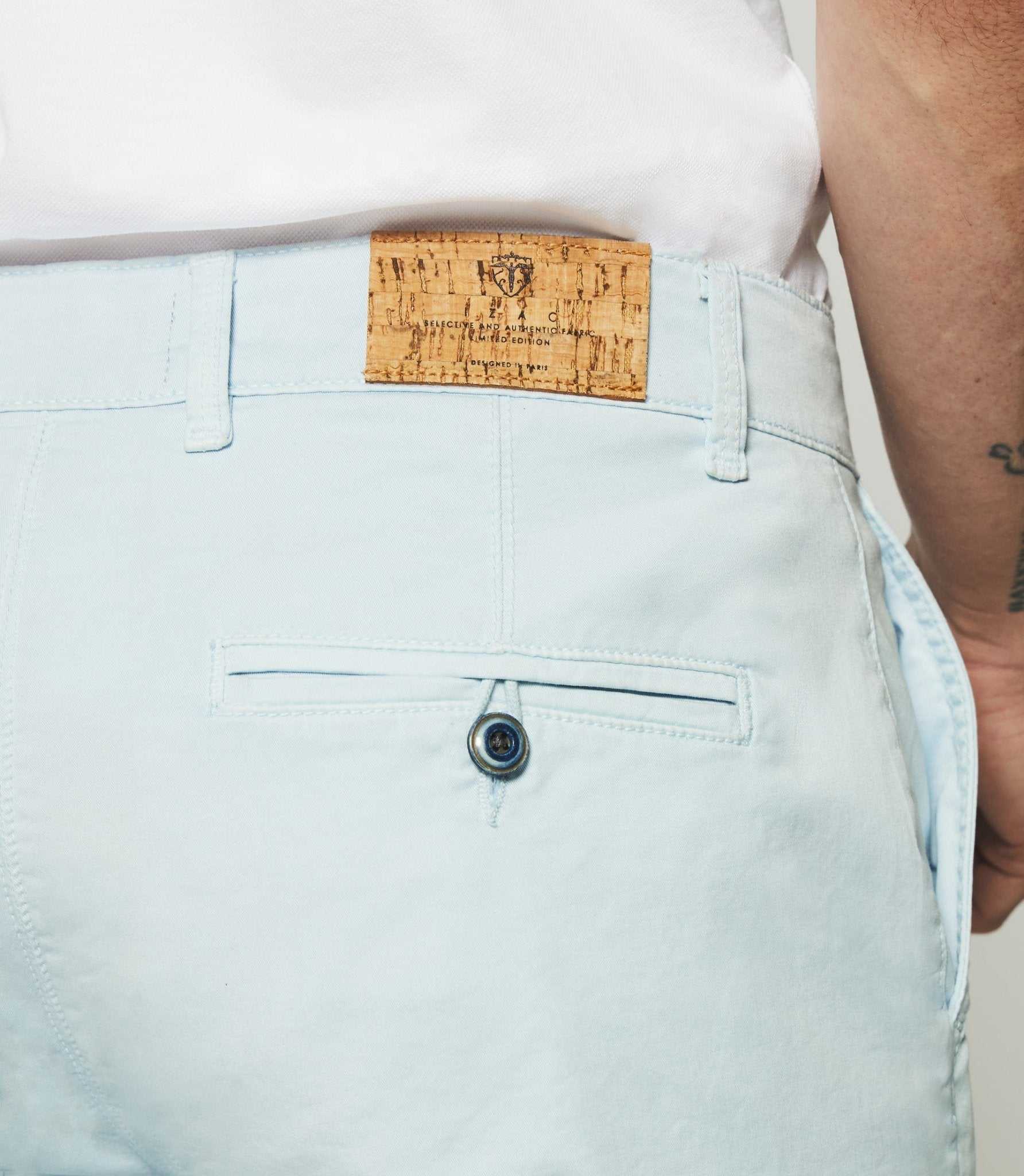 Bermuda en coton stretch bleu ciel SLOWLY – Image 3