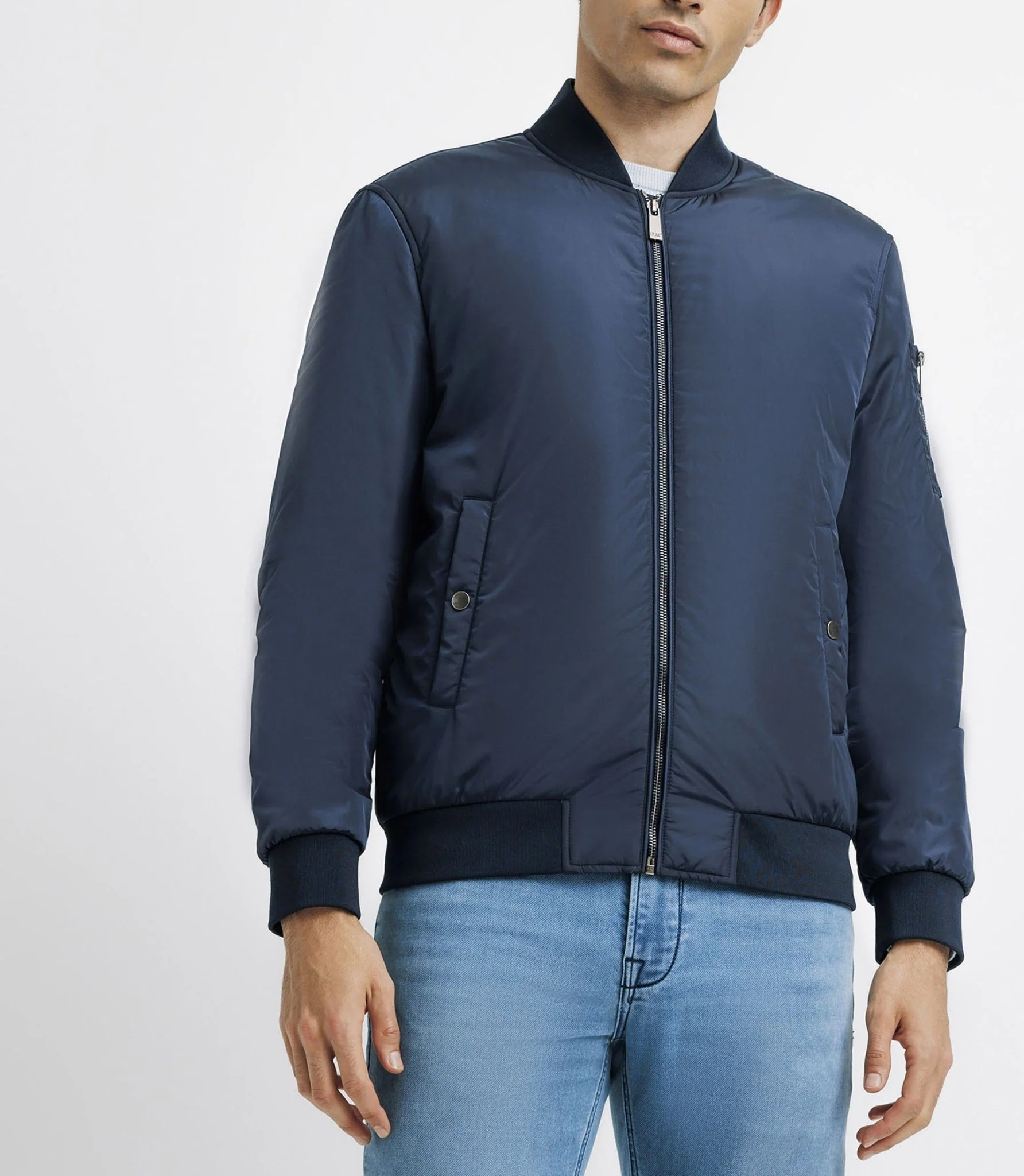 Blouson en tissu recyclé marine – Image 2