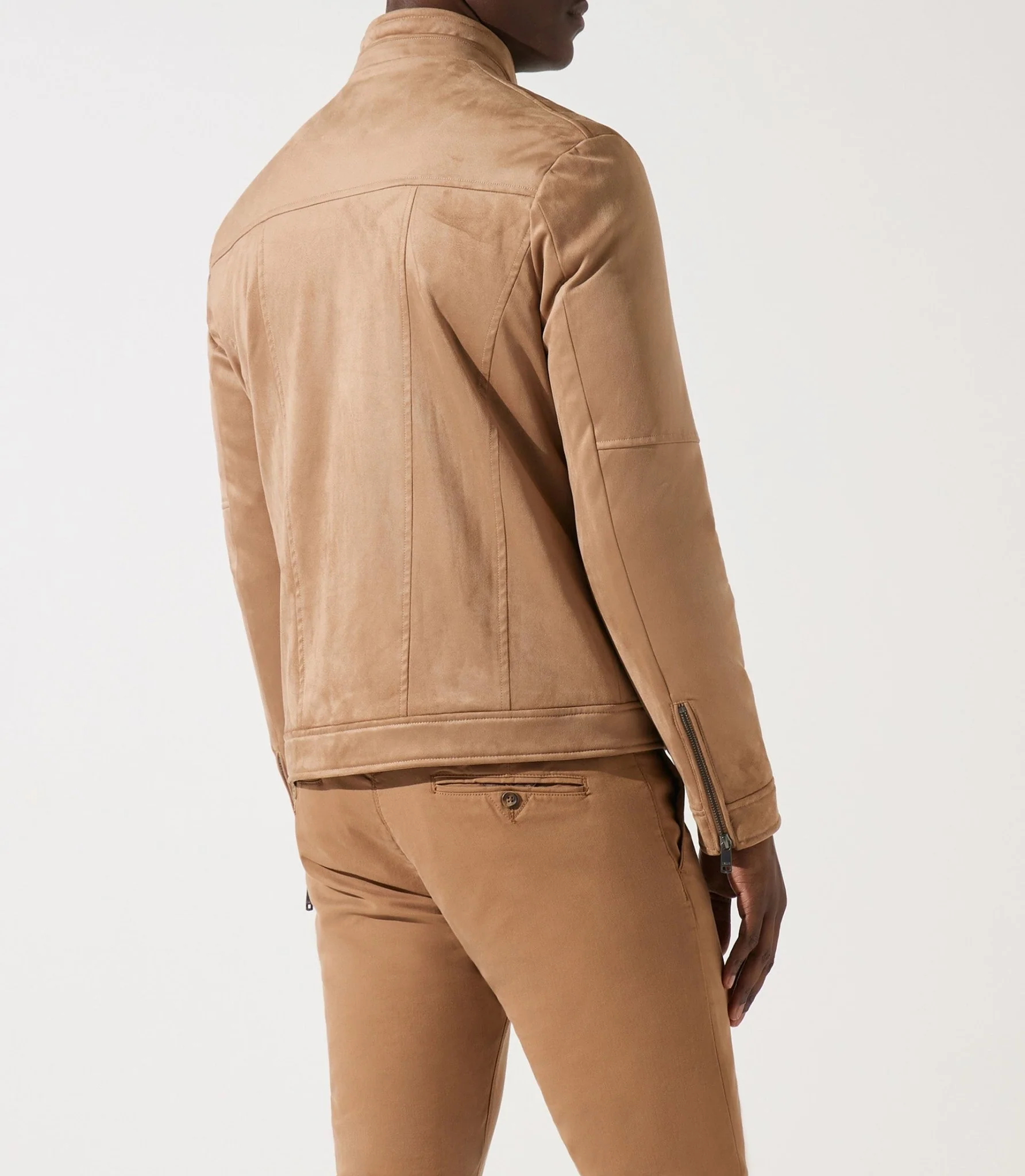 Blouson col officier en suède beige MALWEN – Image 4
