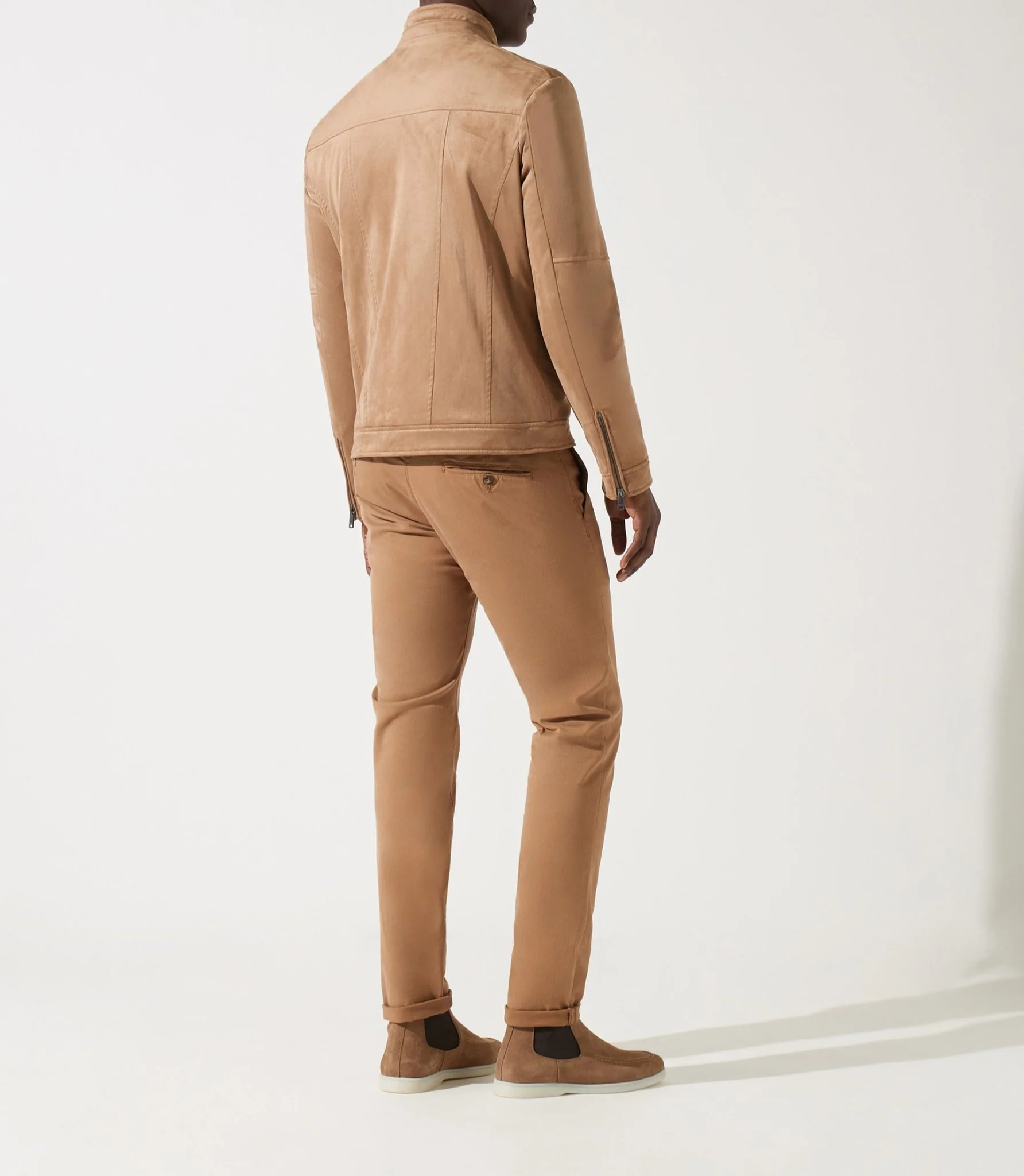 Blouson col officier en suède beige MALWEN – Image 5