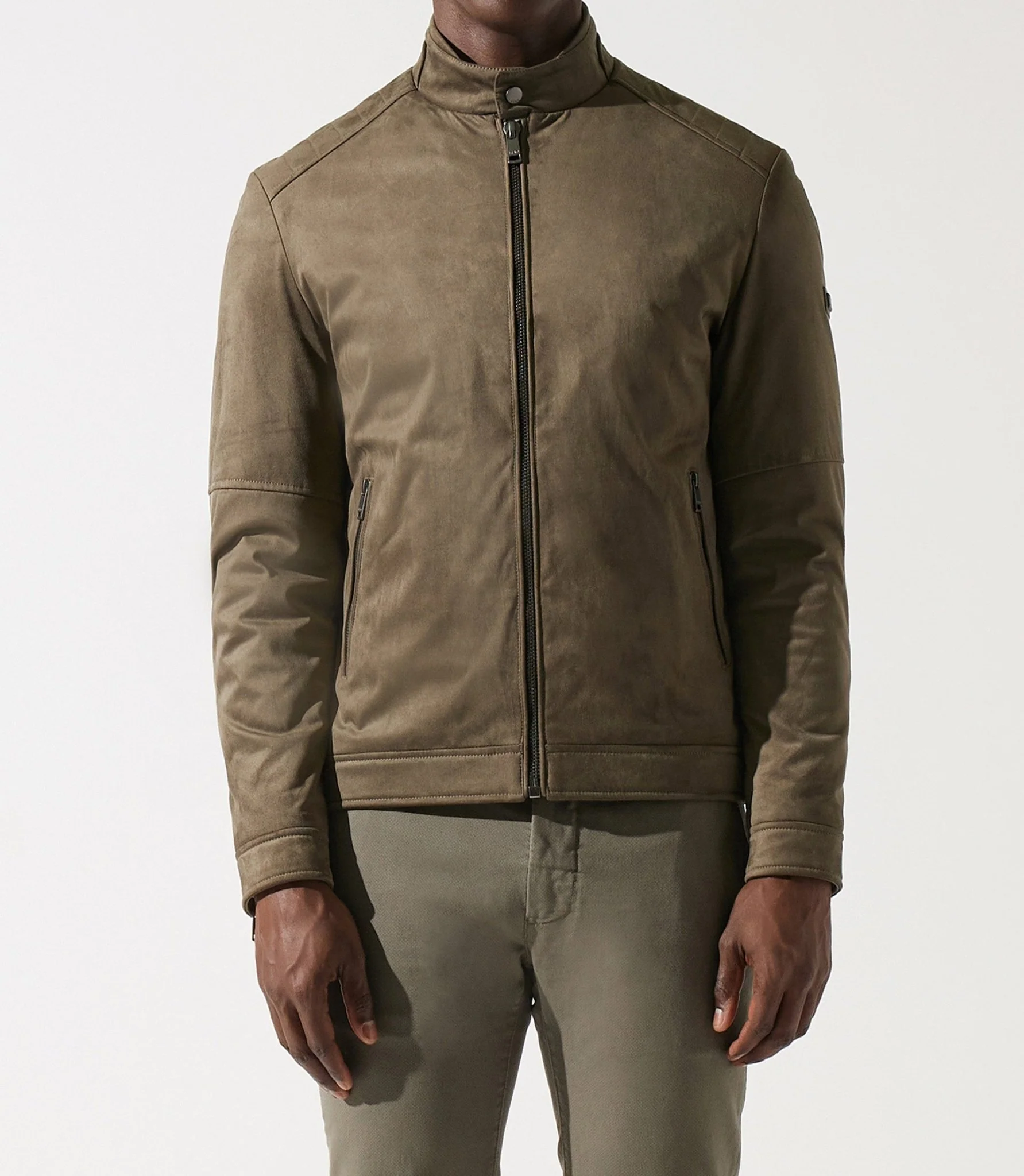 Blouson col officier en suède kaki MALWEN – Image 6