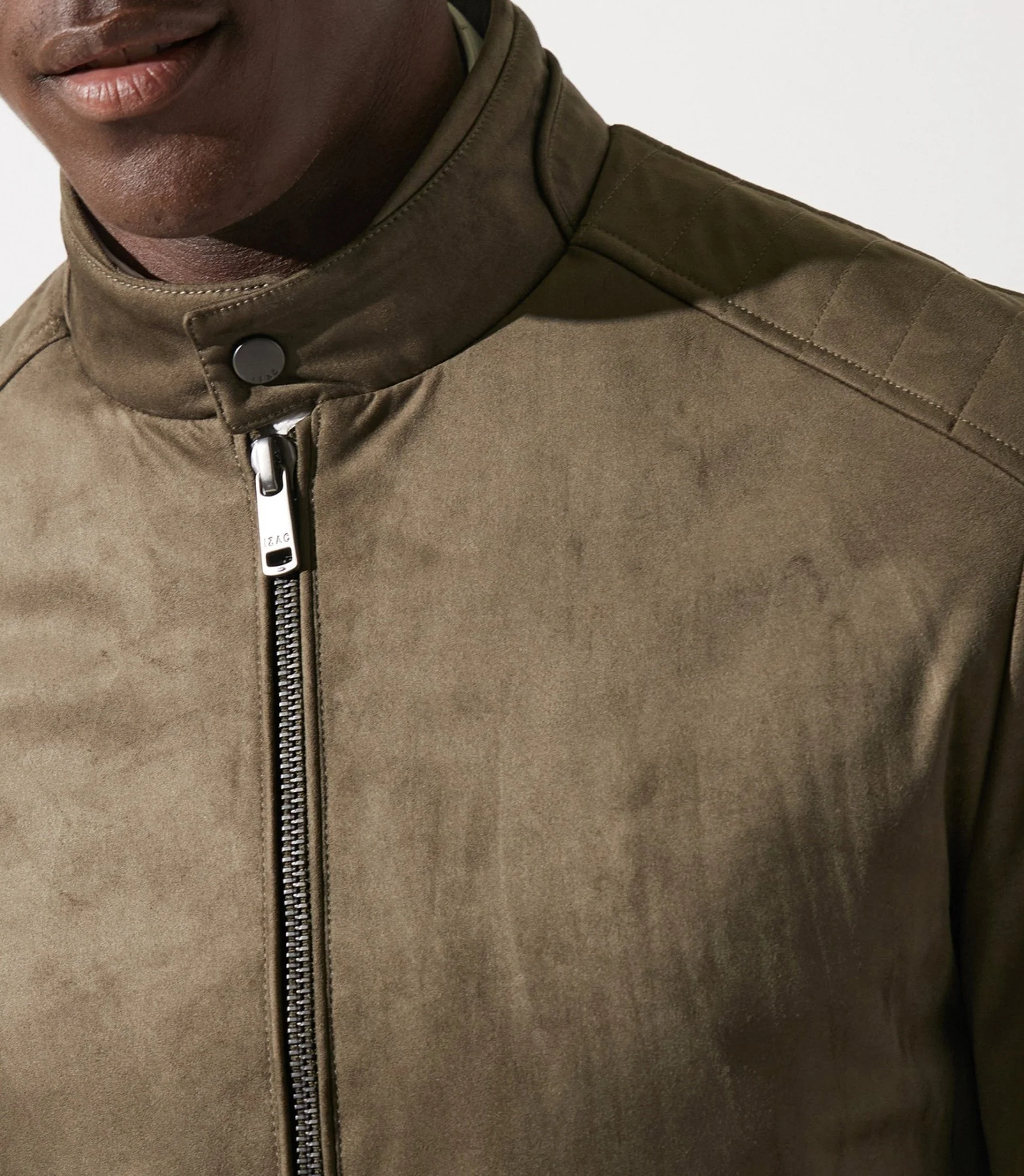 Blouson col officier en suède kaki MALWEN – Image 7