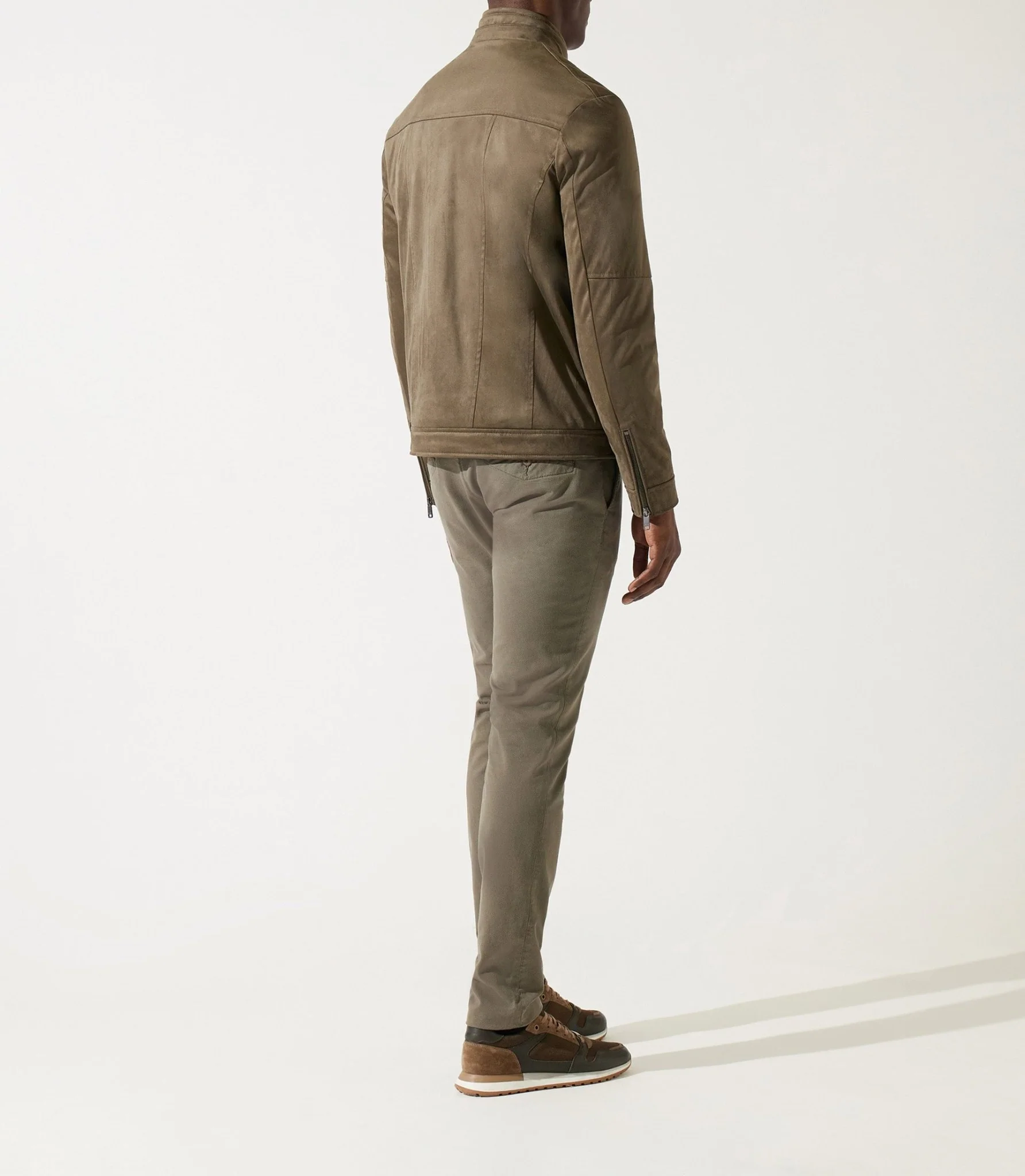 Blouson col officier en suède kaki MALWEN – Image 2