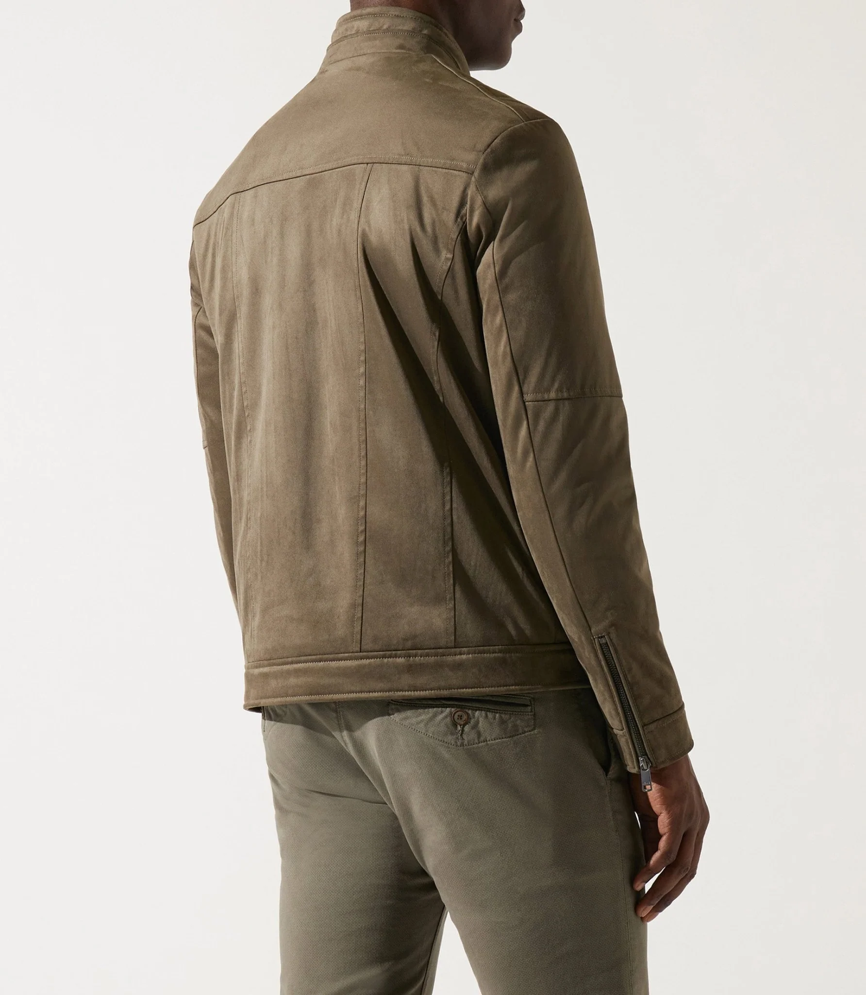 Blouson col officier en suède kaki MALWEN – Image 3