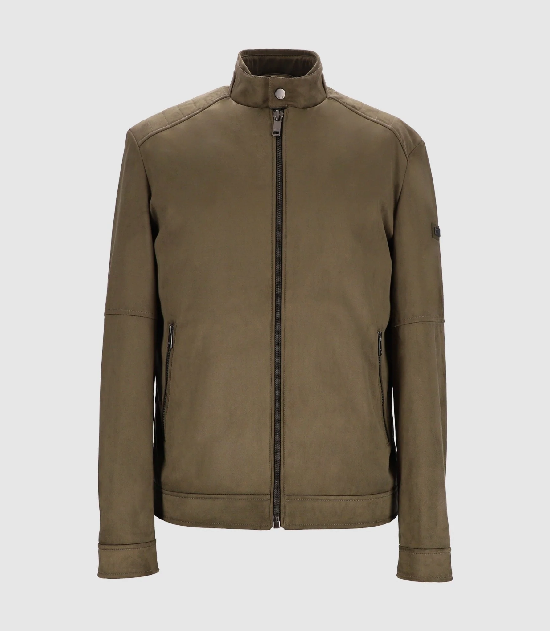 Blouson col officier en suède kaki MALWEN – Image 8