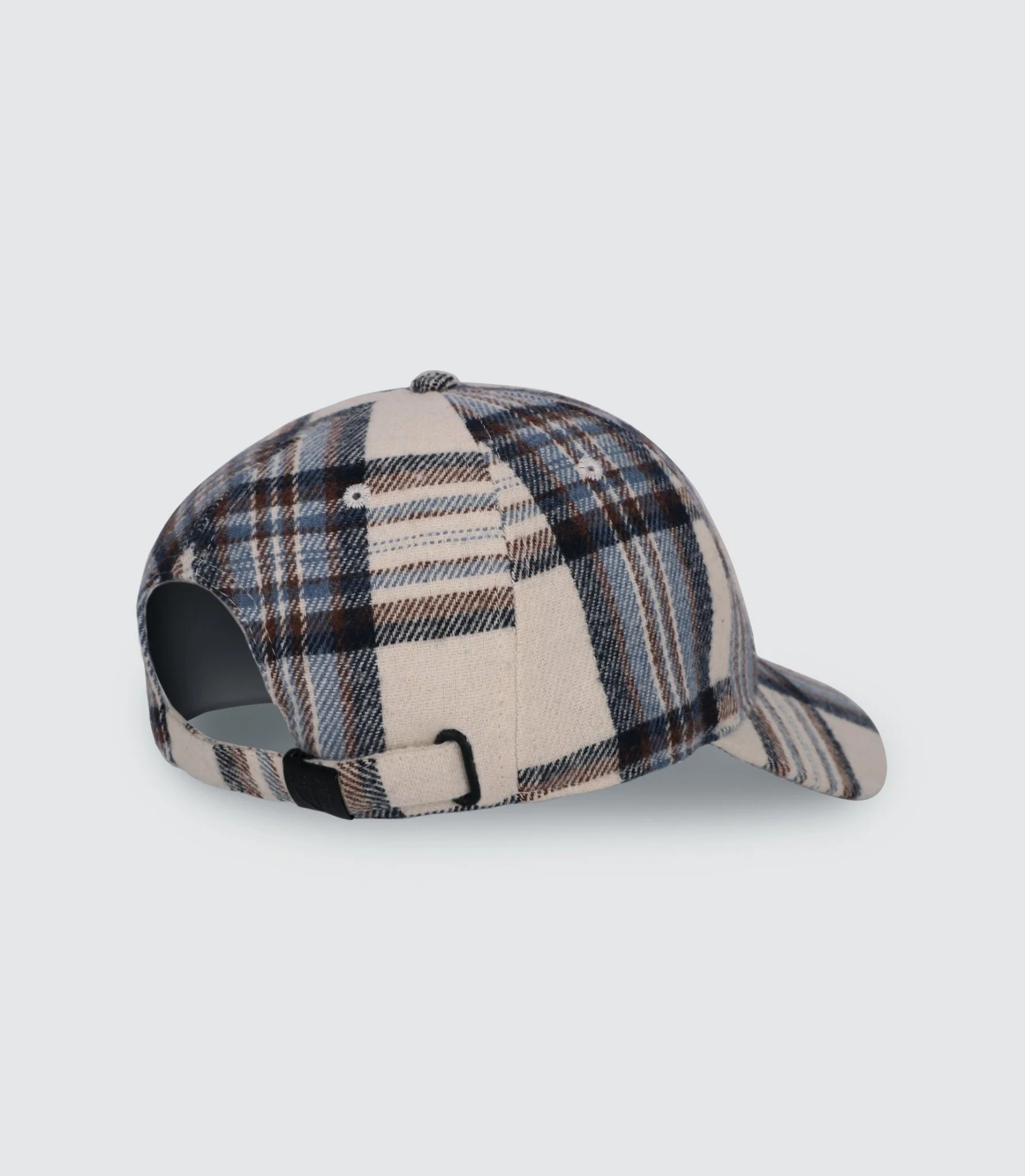 Casquette en tissu à carreaux écrue – Image 2