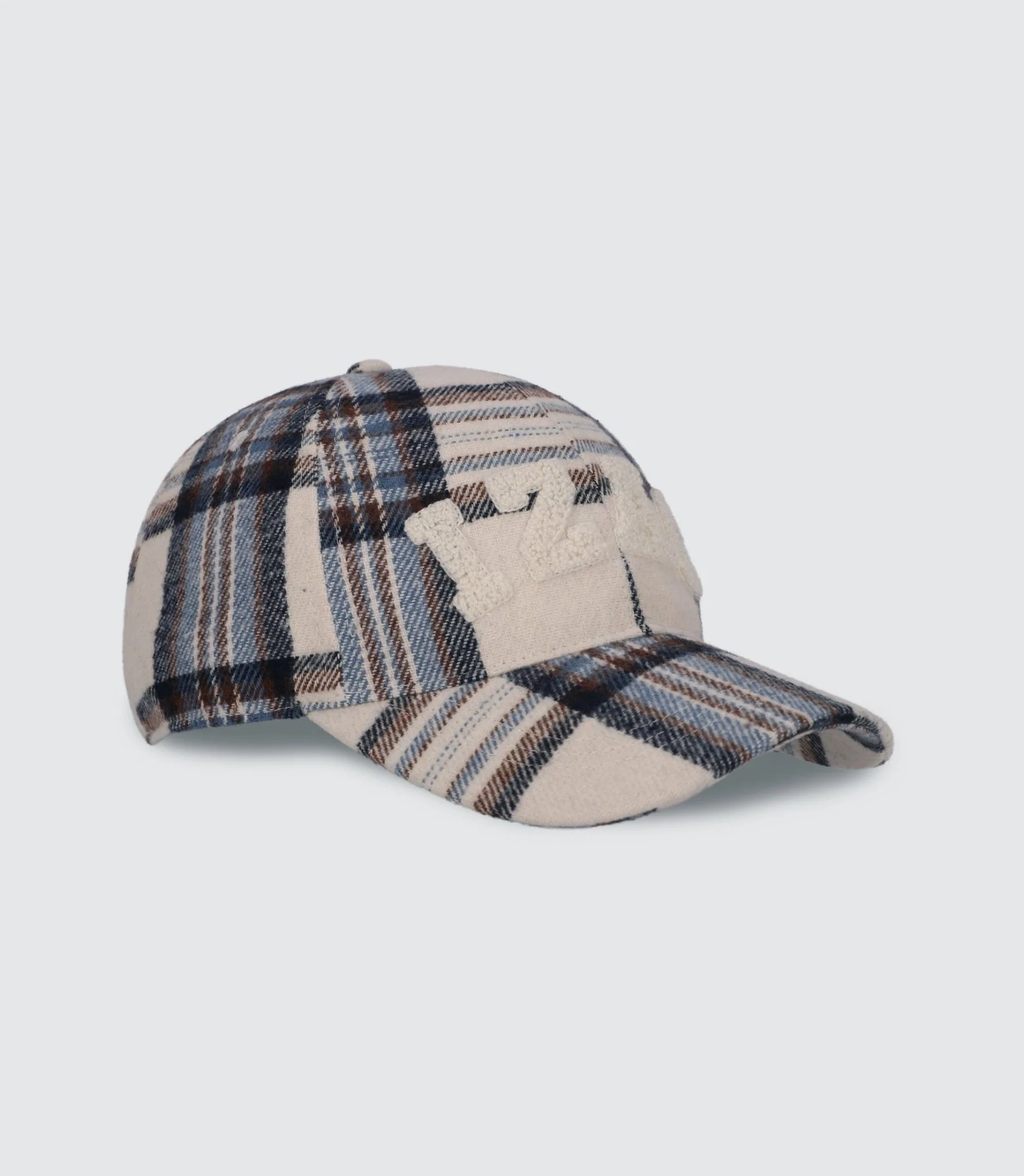 Casquette en tissu à carreaux écrue – Image 3