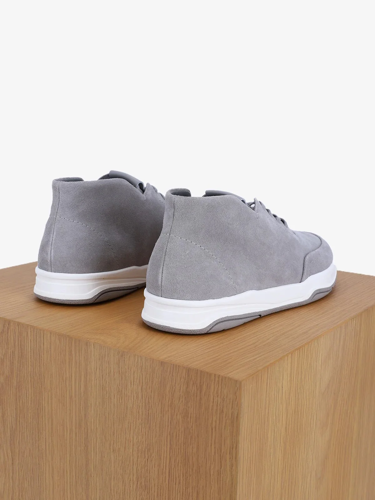 Chaussures baskets montantes en cuir gris – Image 4