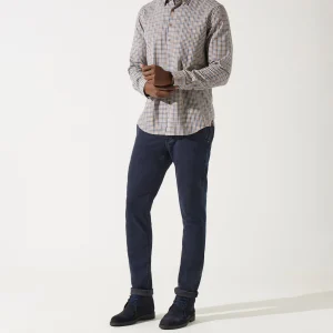 Chemise à petit carreaux marron JEAN