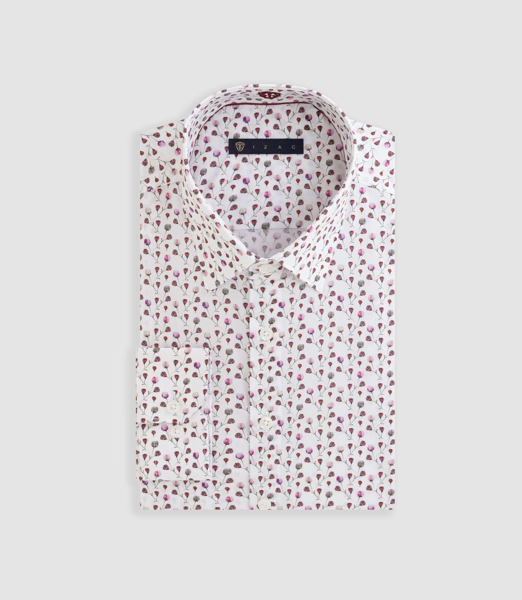 Chemise à imprimé floral blanc-bordeaux "Demis"