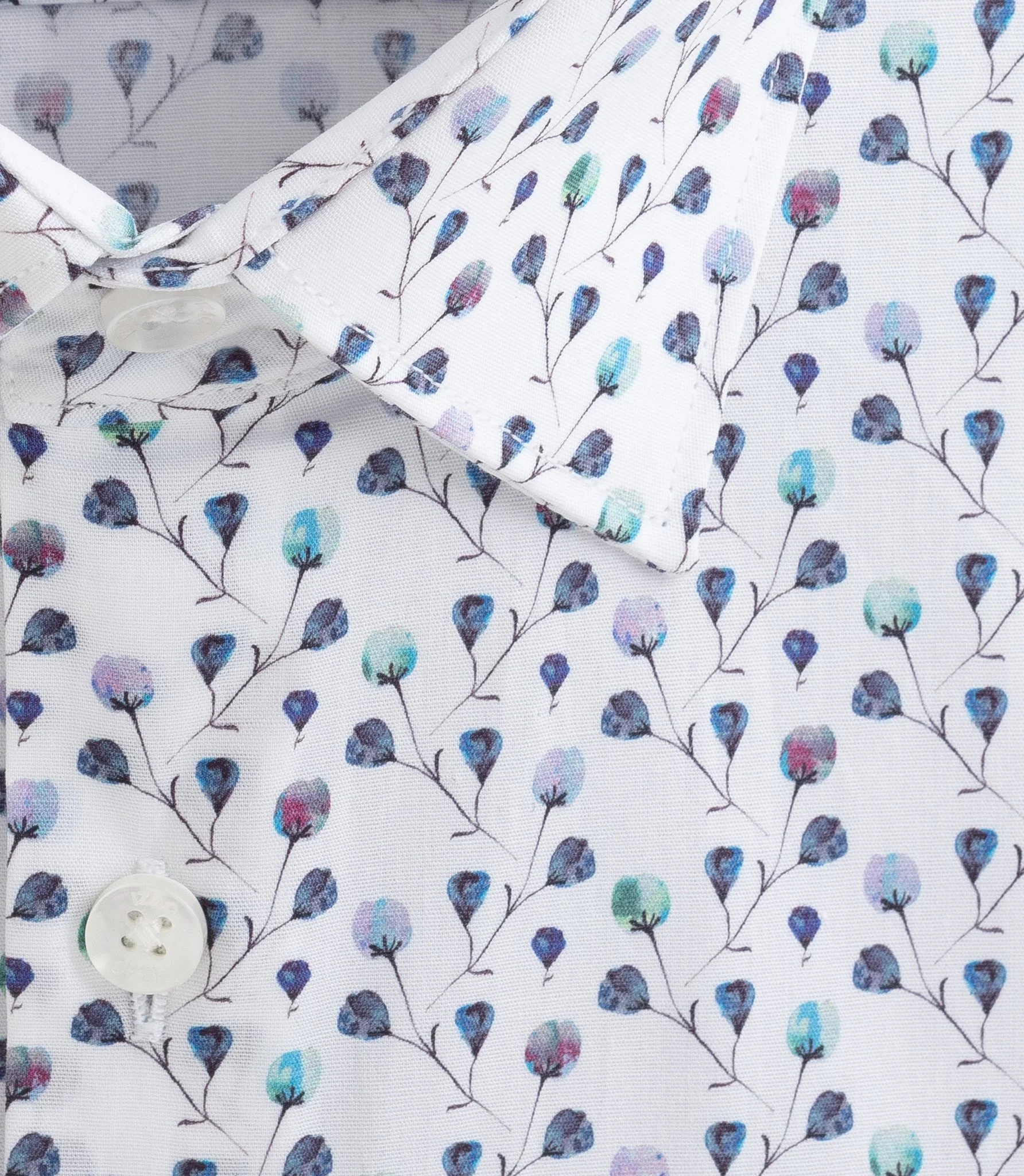 Chemise à imprimé floral blanc-marine "Demis" – Image 4