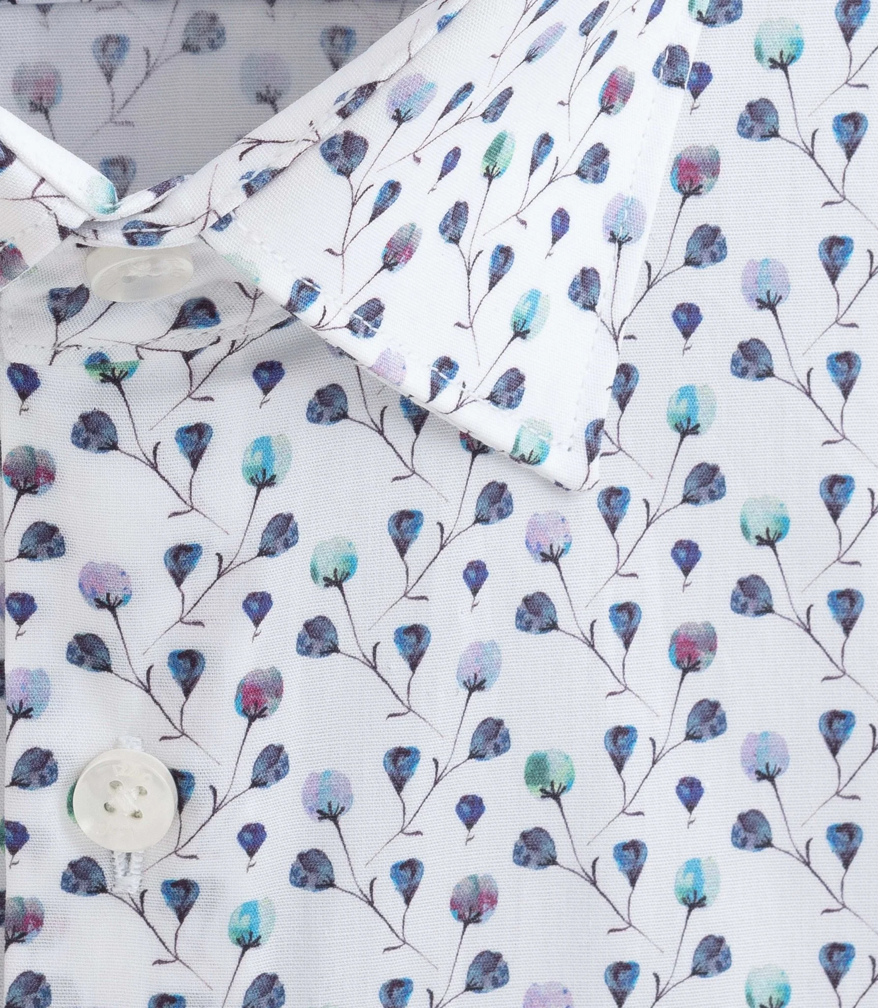 Chemise à imprimé floral blanc-marine "Demis" – Image 3