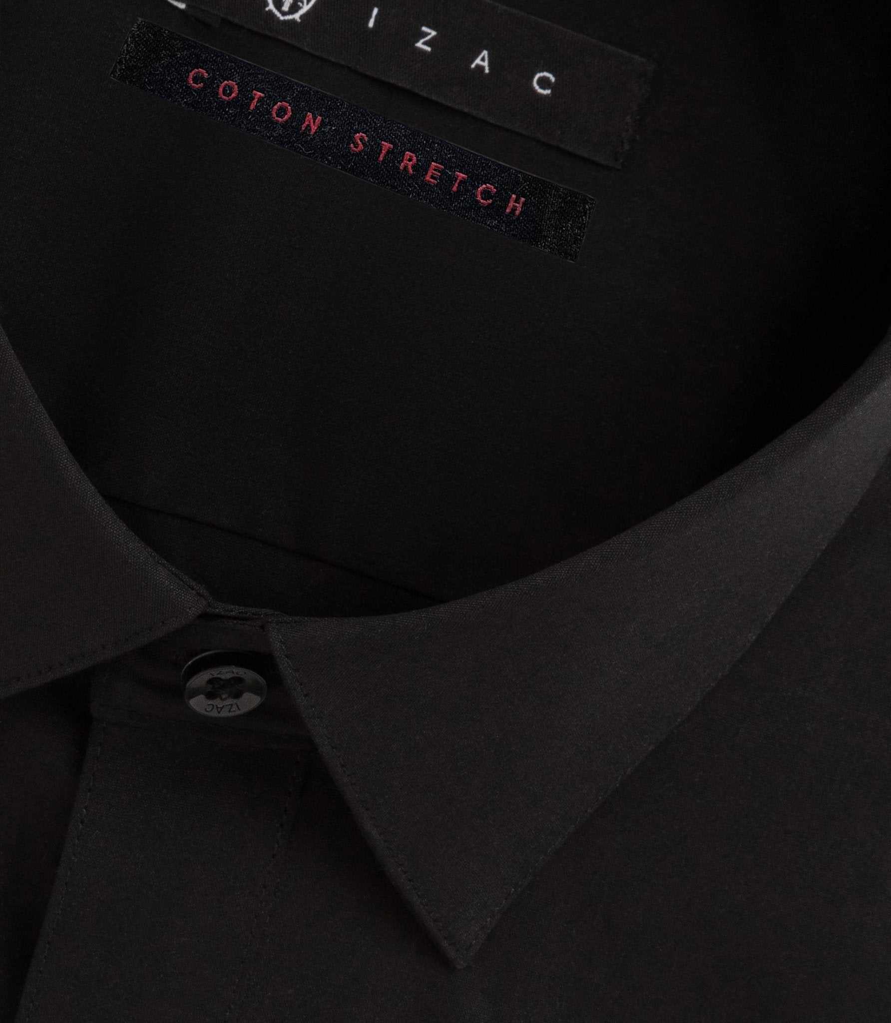 Chemise slim en popeline stretch noire MALTE – Image 2