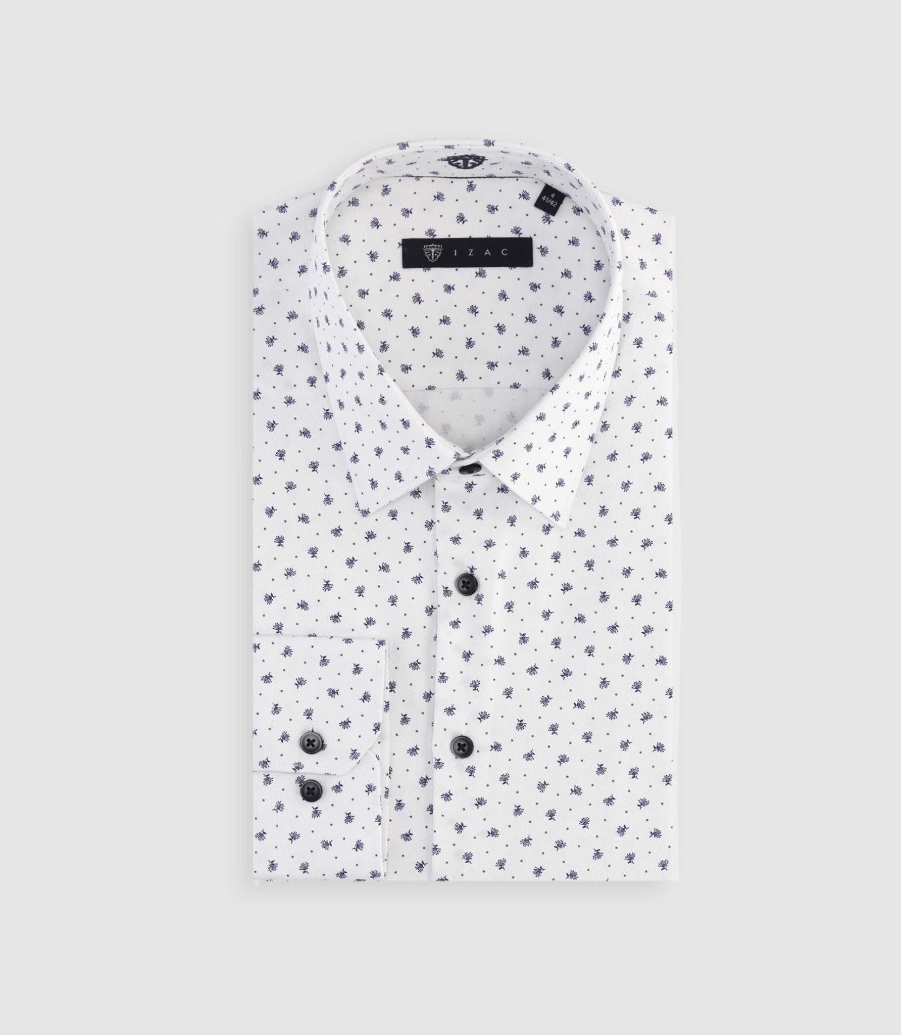 Chemise à imprimé micro motifs blanc et marine MATT