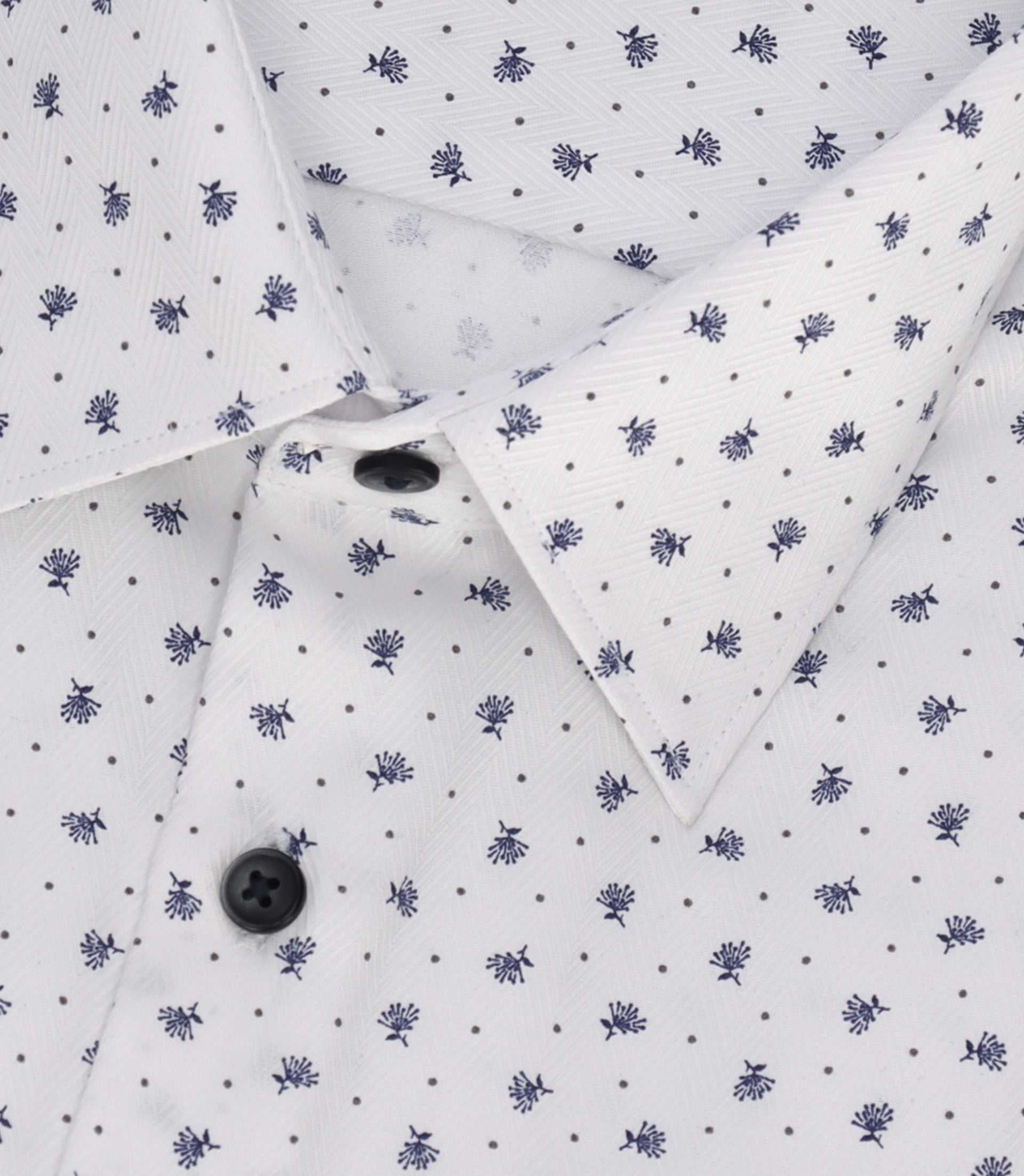Chemise à imprimé micro motifs blanc et marine MATT – Image 3