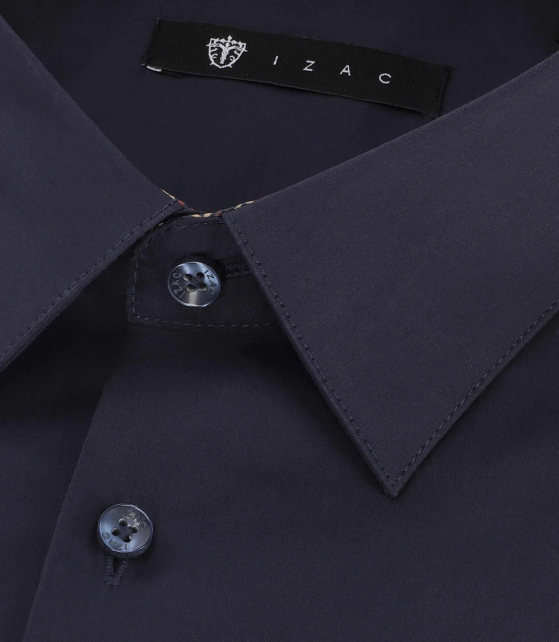 Chemise unie à fantaisie marine PAOLO – Image 2