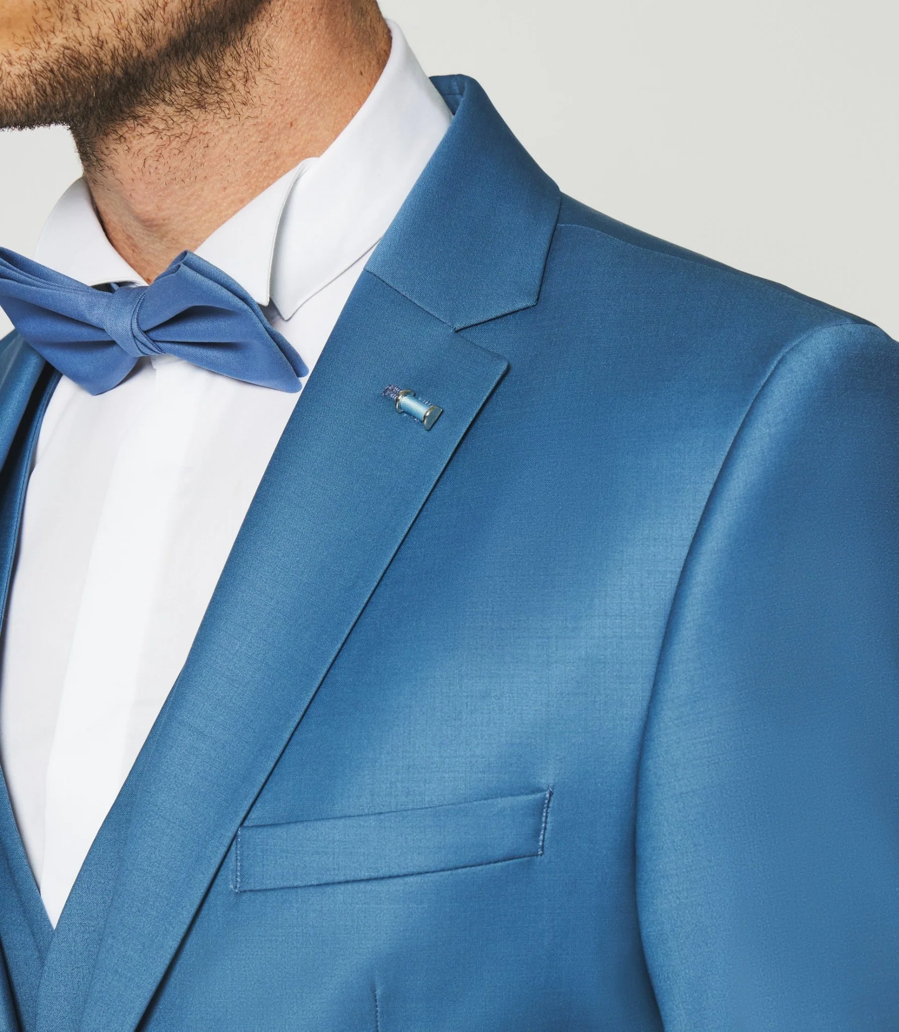 Costume 2 boutons en laine bleu clair FAVORI – Image 2