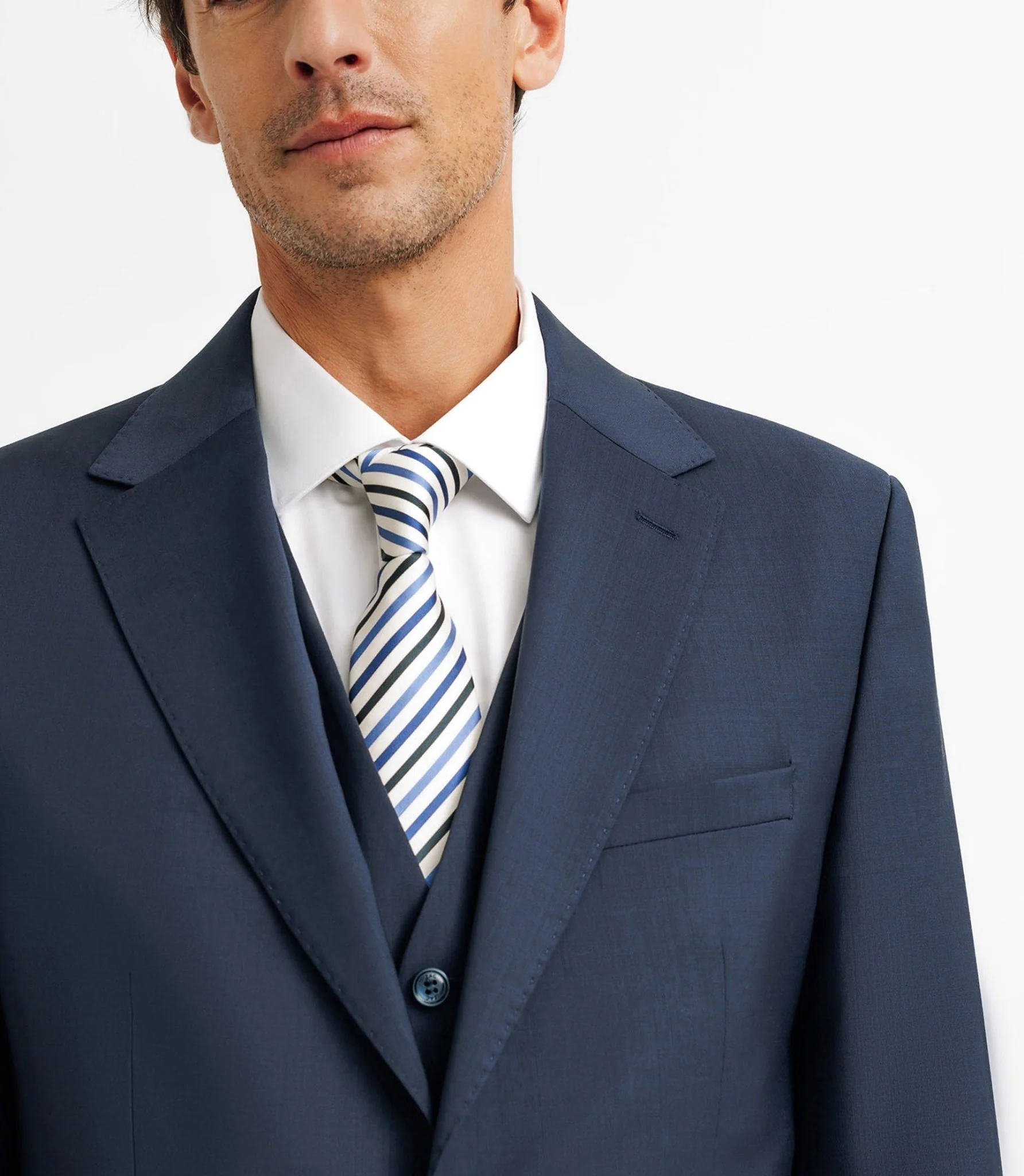 Costume 2 boutons en laine bleu marine – Image 2