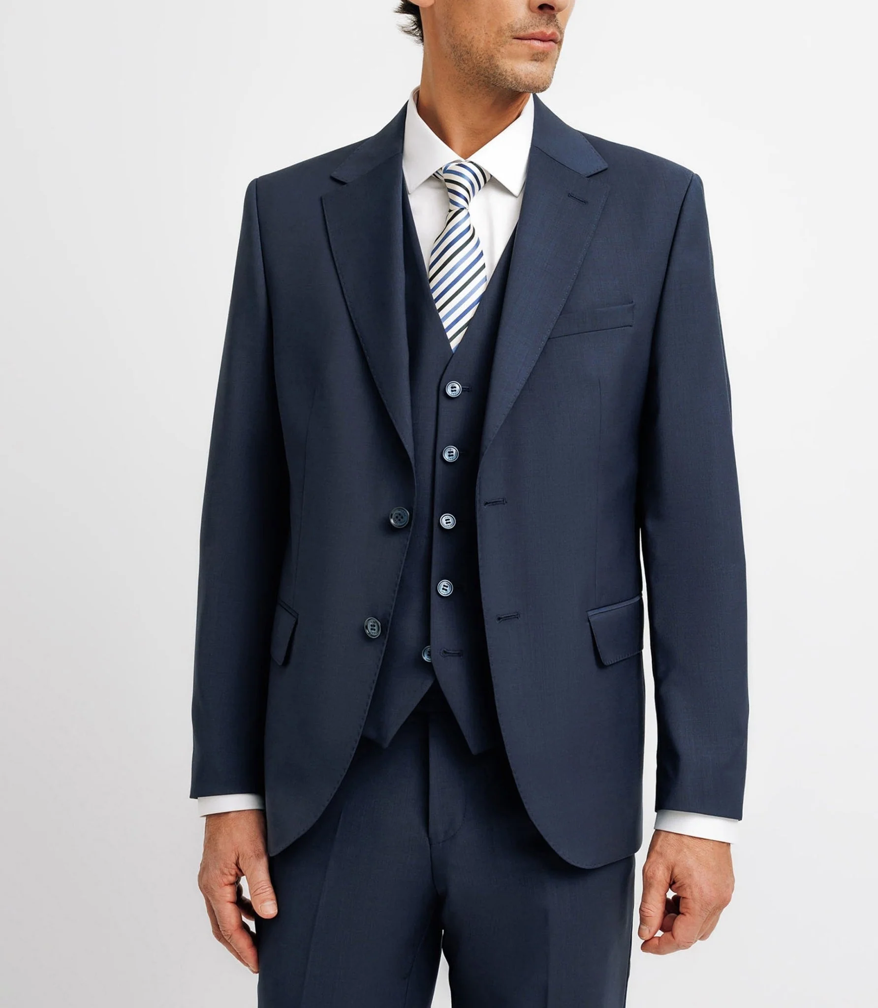 Costume 2 boutons en laine bleu marine – Image 3