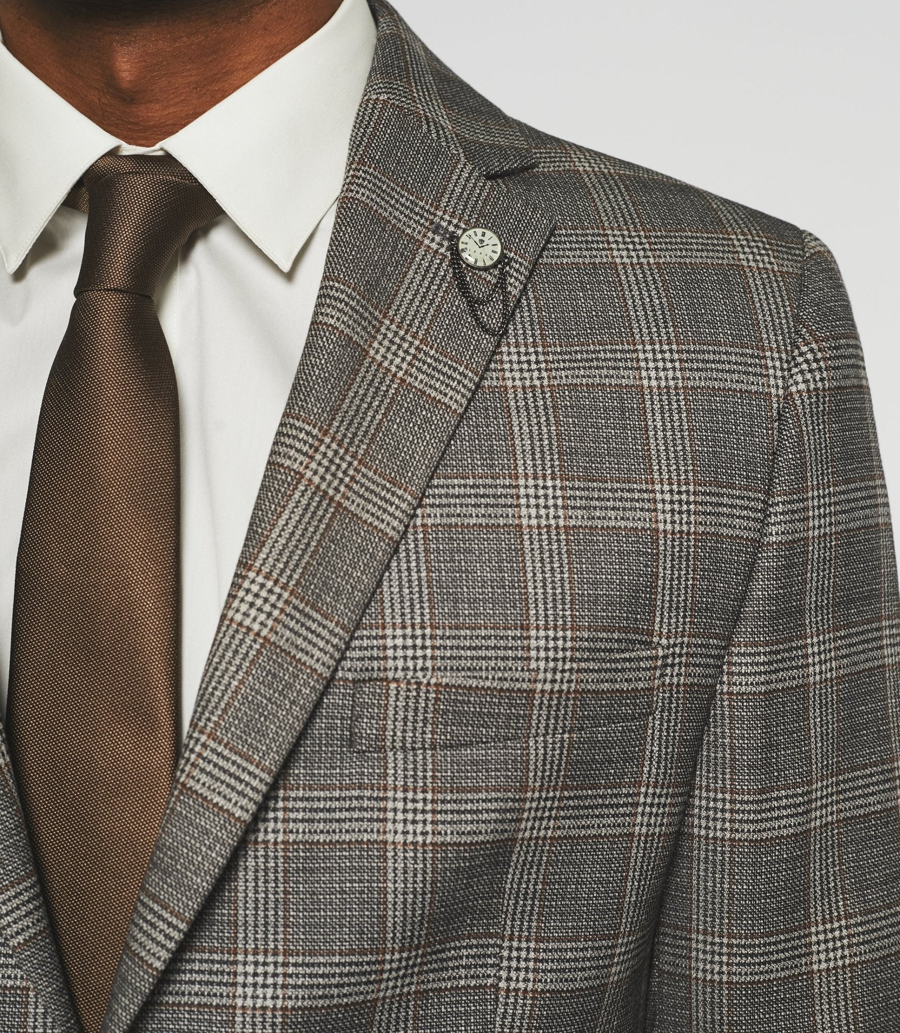 Costume 2 boutons à carreaux gris beige LYS – Image 3