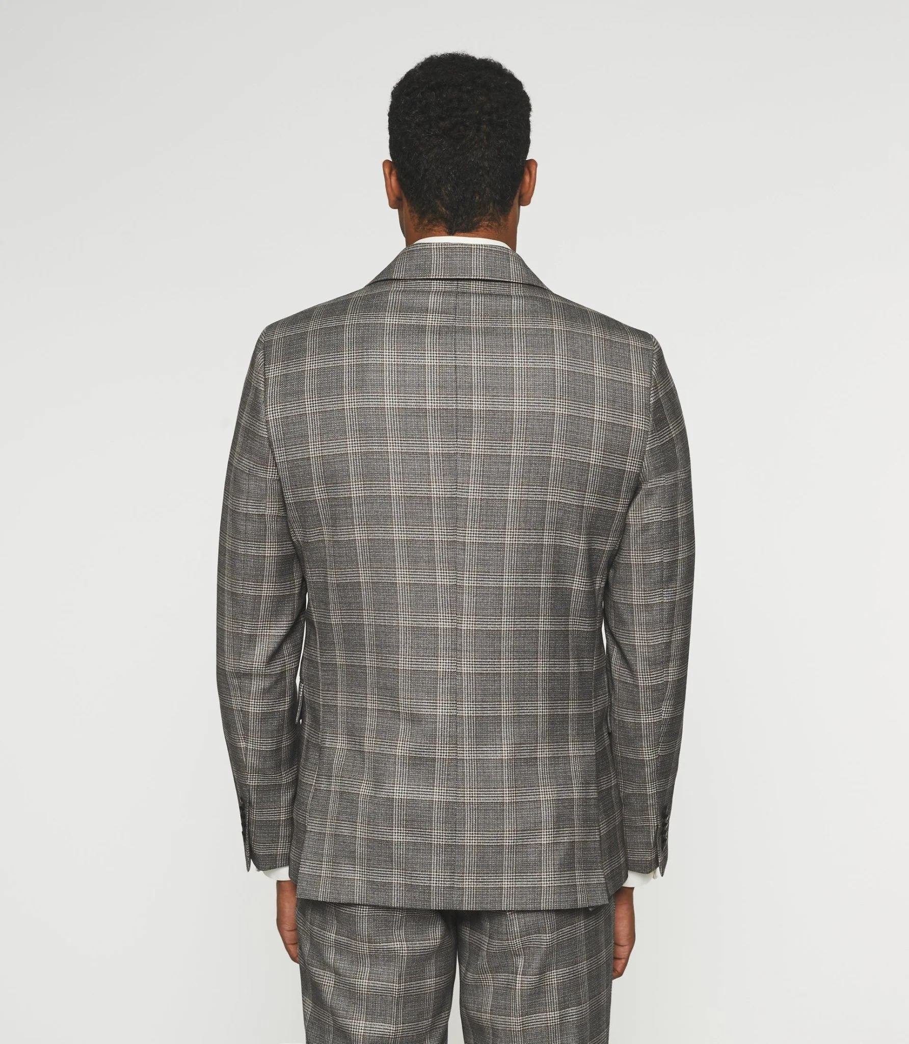 Costume 2 boutons à carreaux gris beige LYS – Image 5