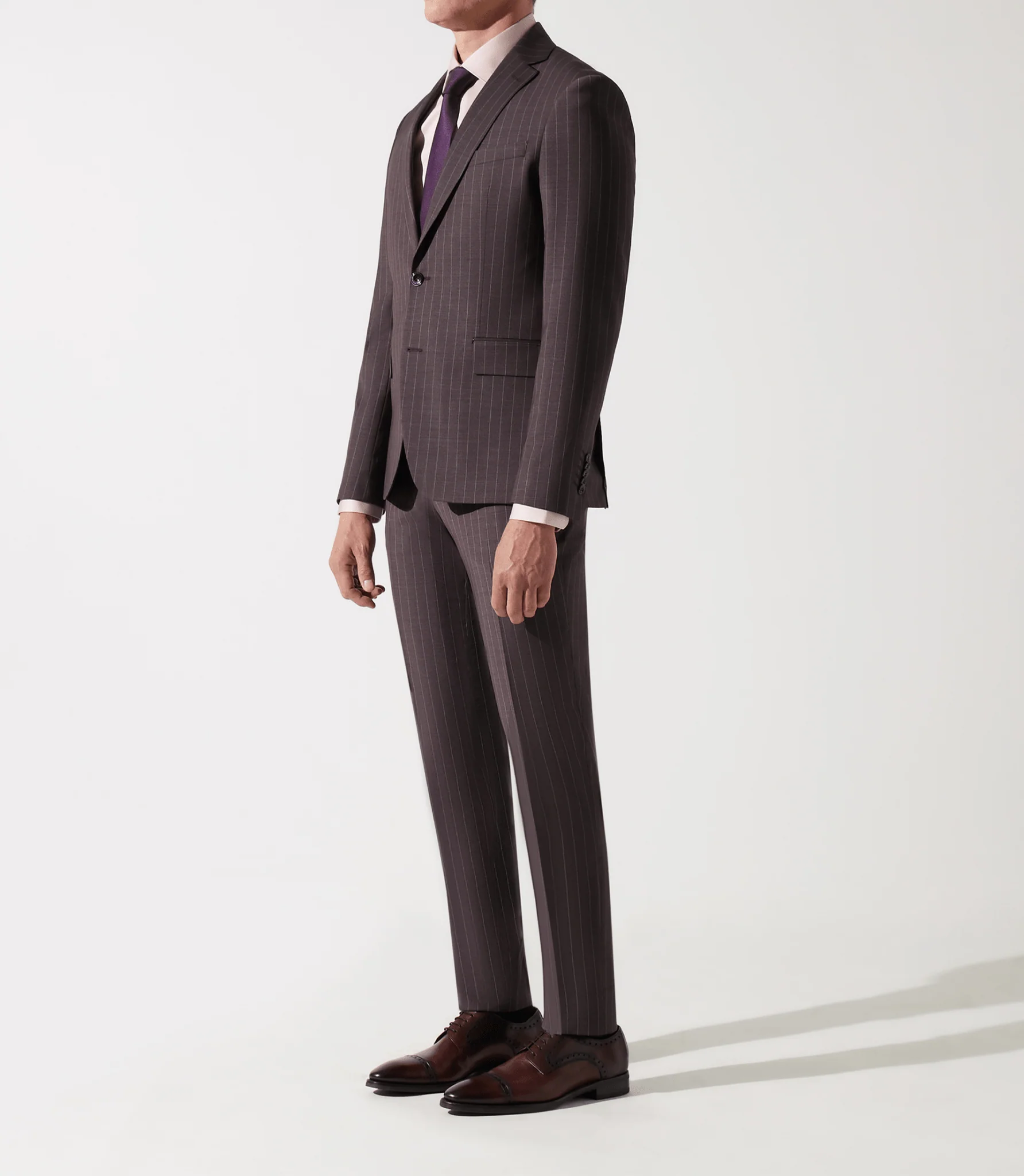 Costume 2 boutons à rayures bordeaux LUGANO