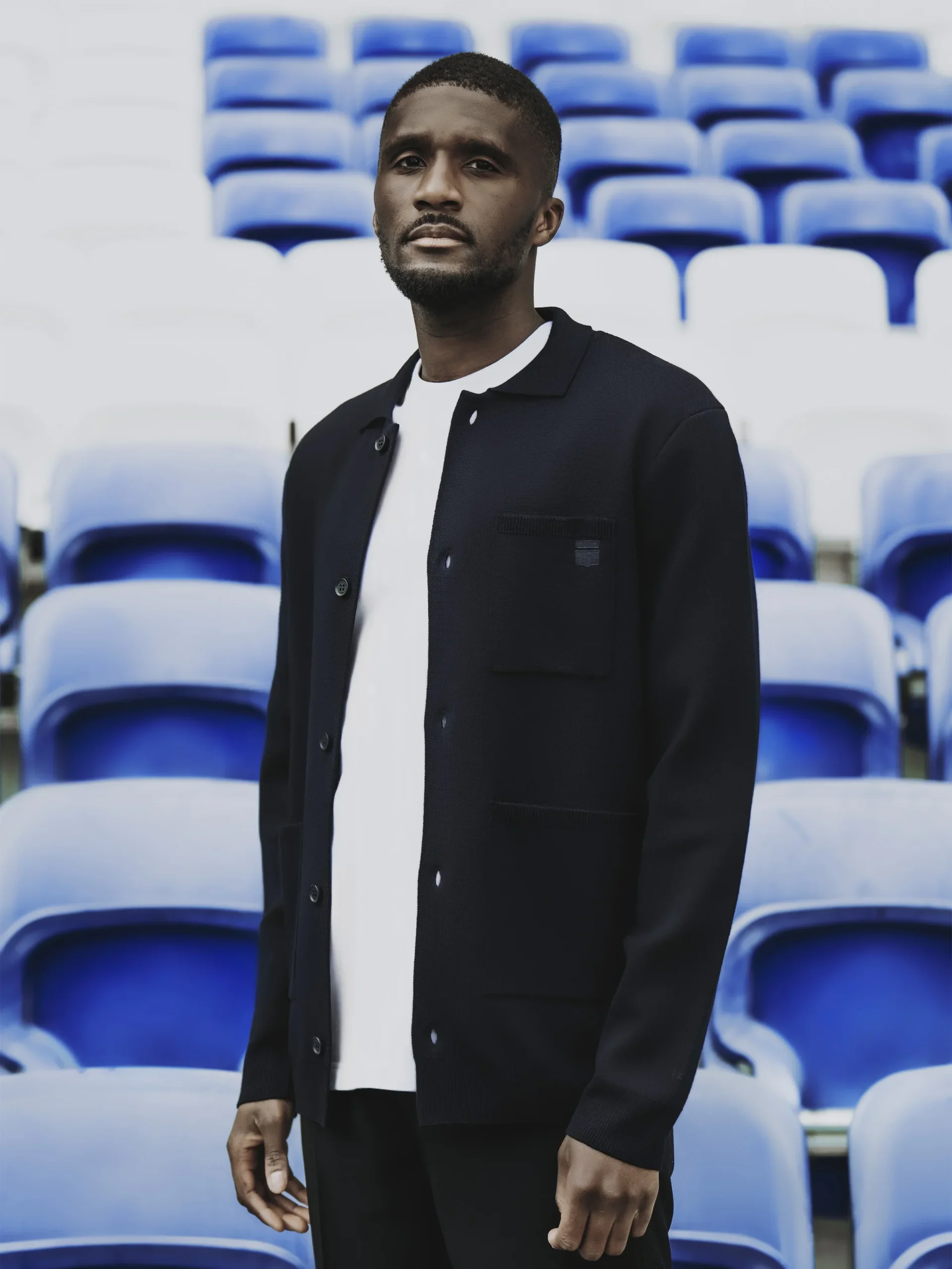 Cardigan surchemise en maille boutonné marine