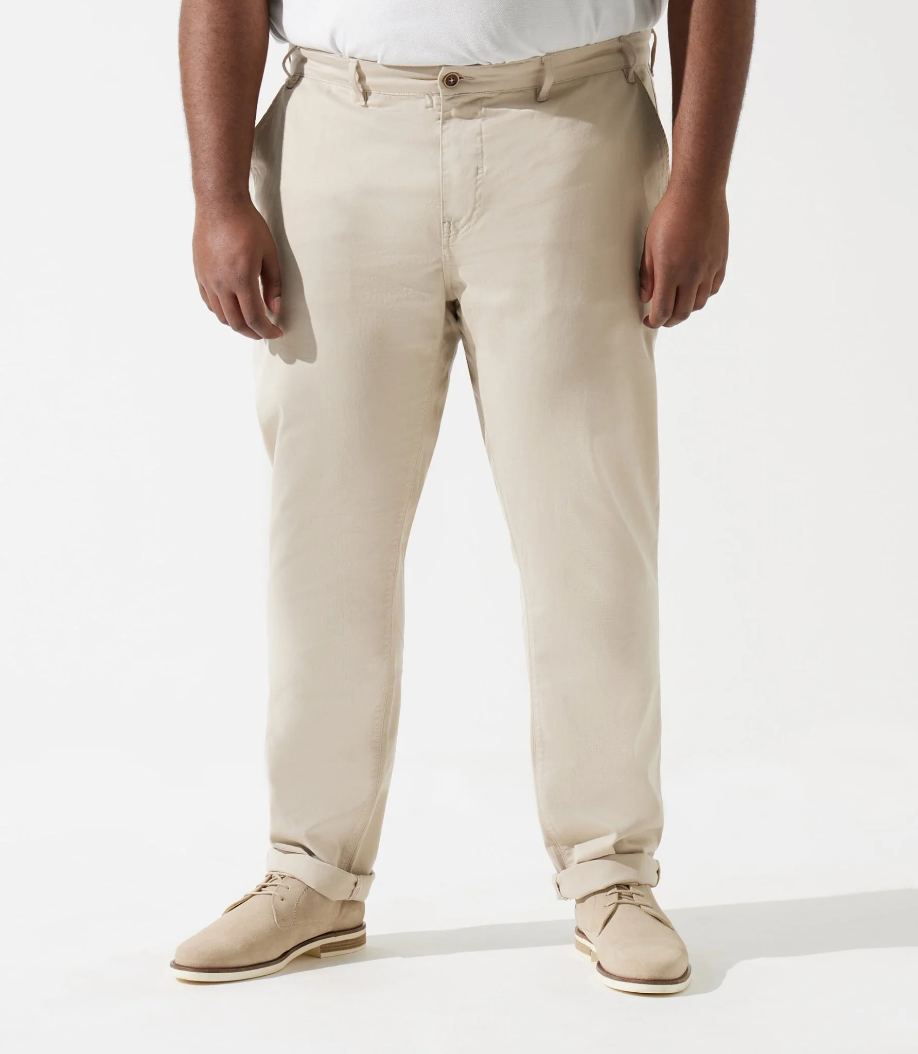 Pantalon en coton stretch beige PACHELORBT