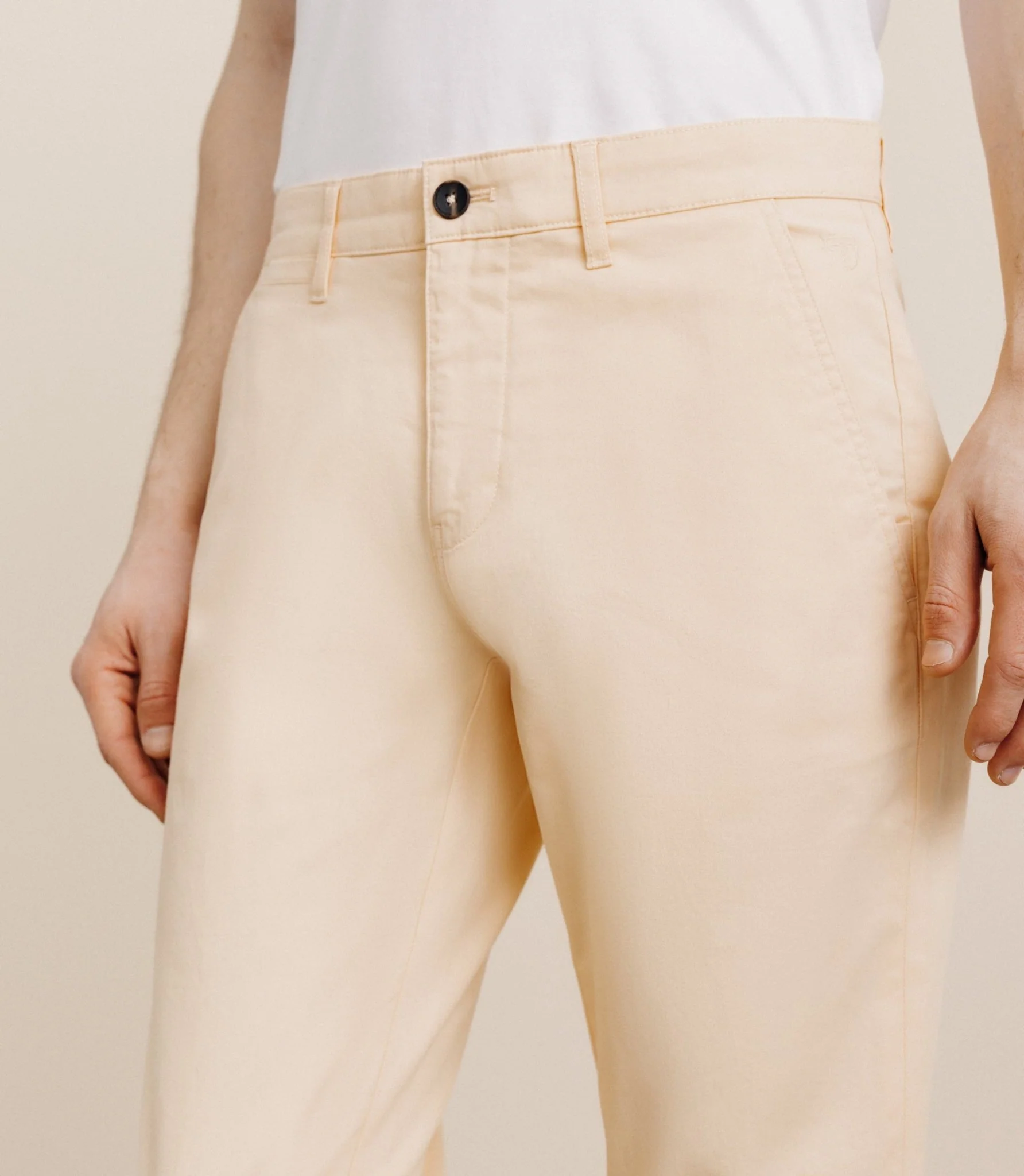 Pantalon en coton stretch pêche – Image 2