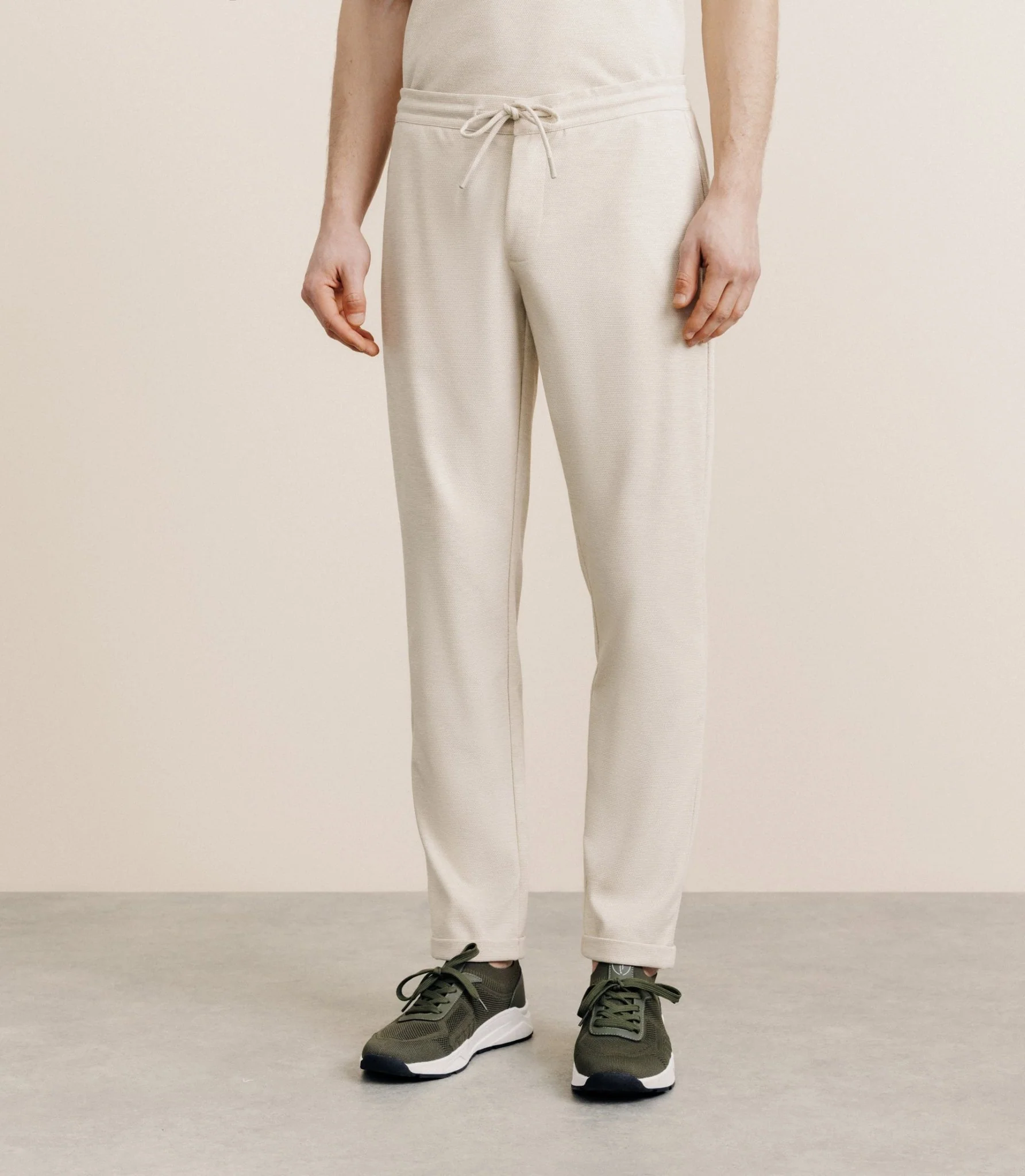 Pantalon élastiqué beige