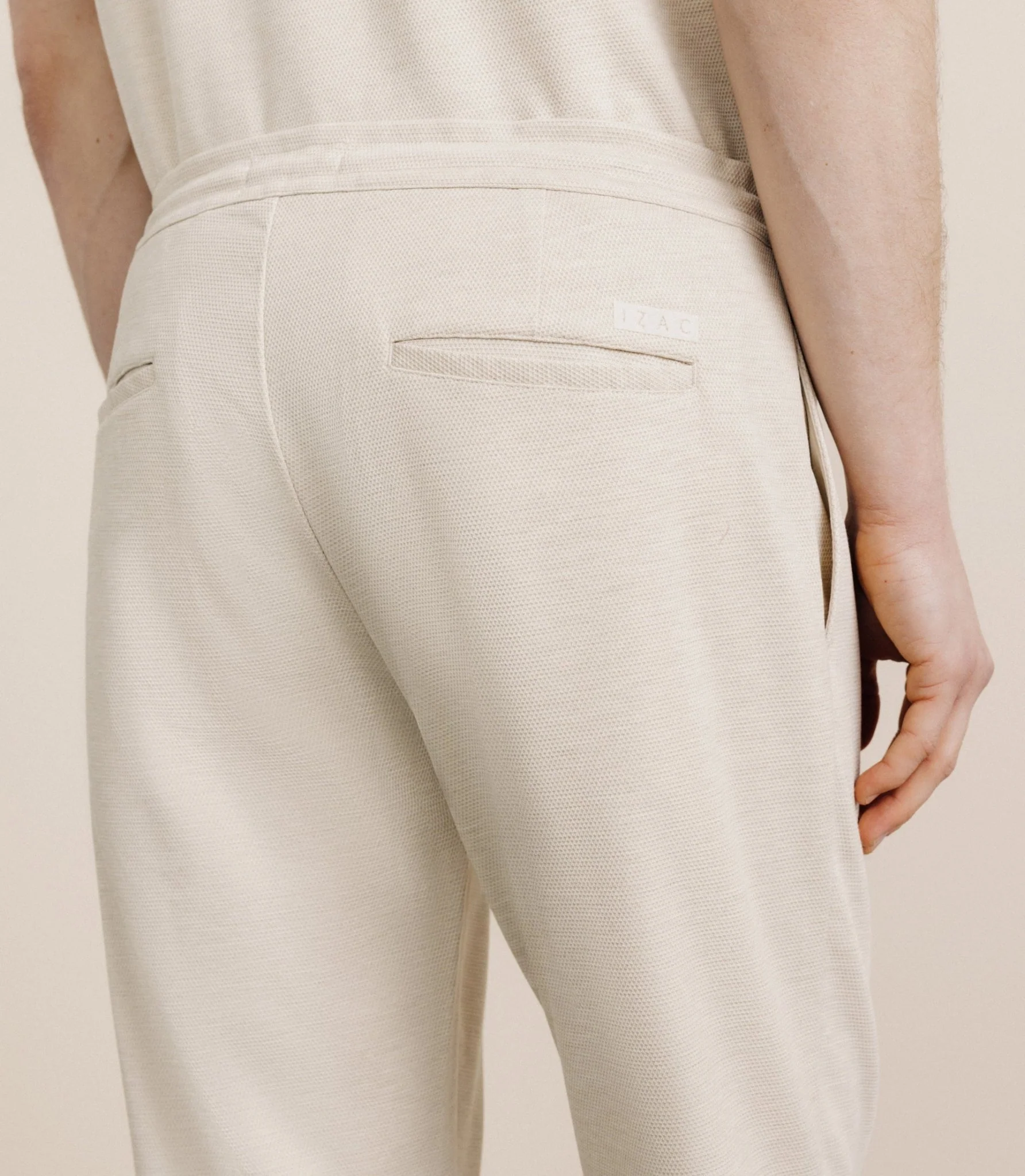 Pantalon élastiqué beige – Image 3