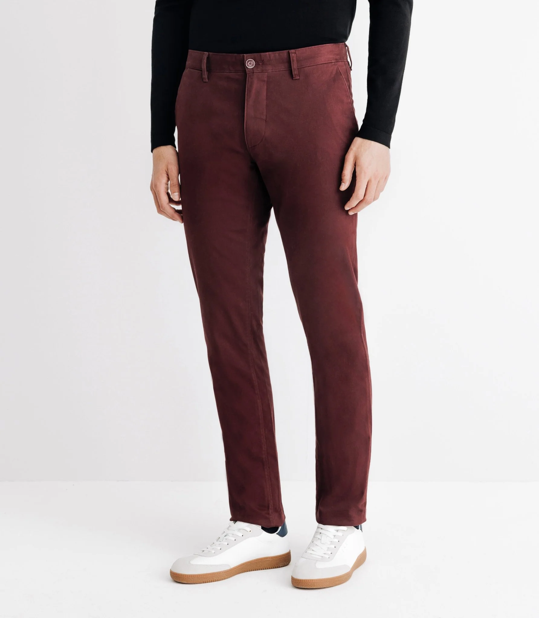 Pantalon en satin de coton bordeaux