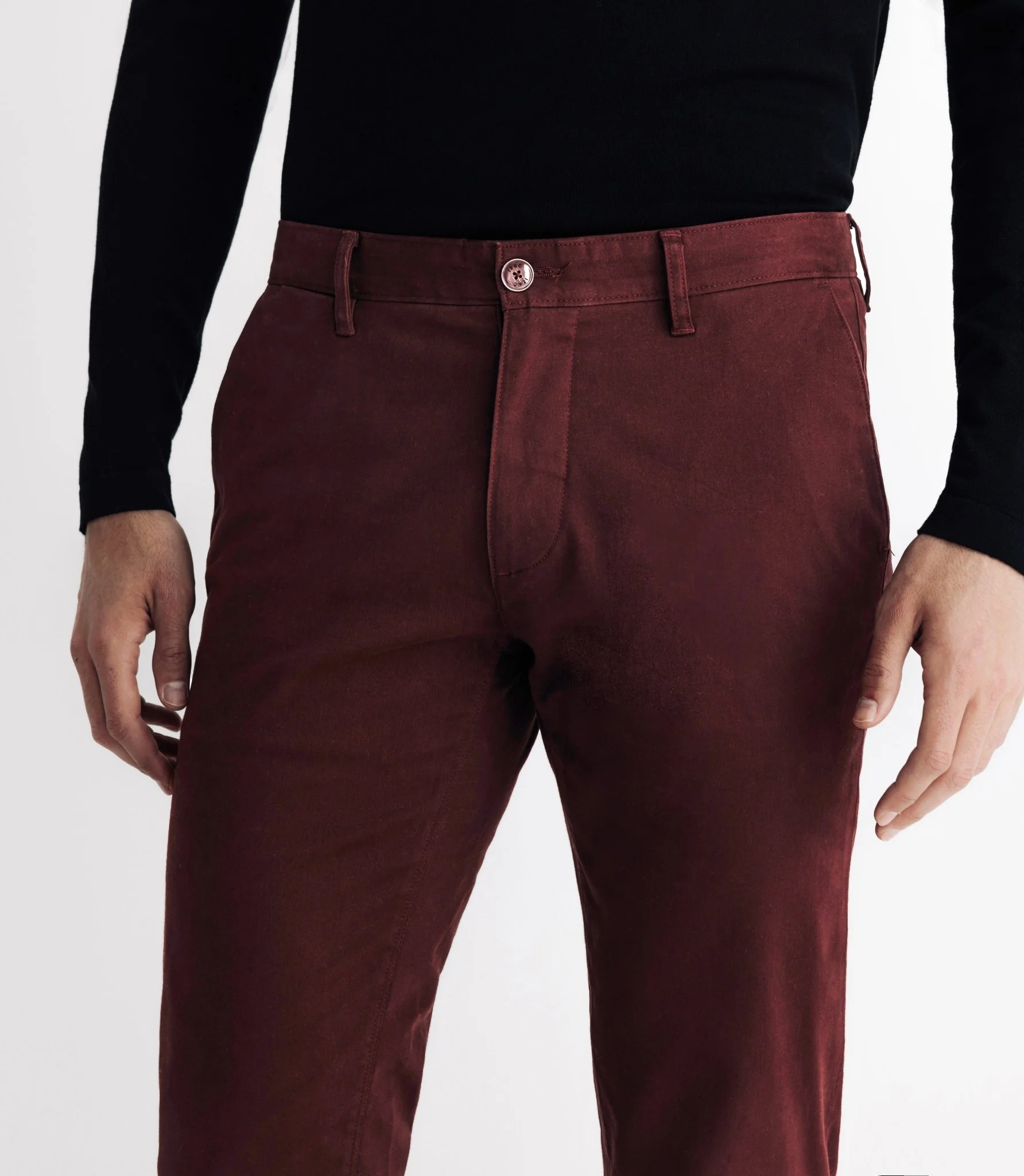 Pantalon en satin de coton bordeaux – Image 2