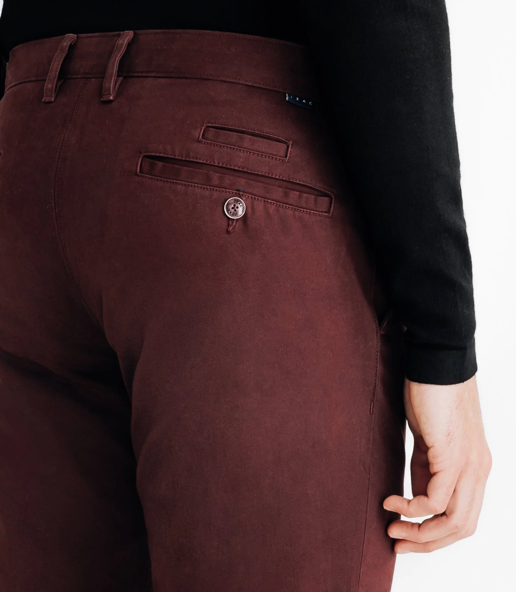 Pantalon en satin de coton bordeaux – Image 3