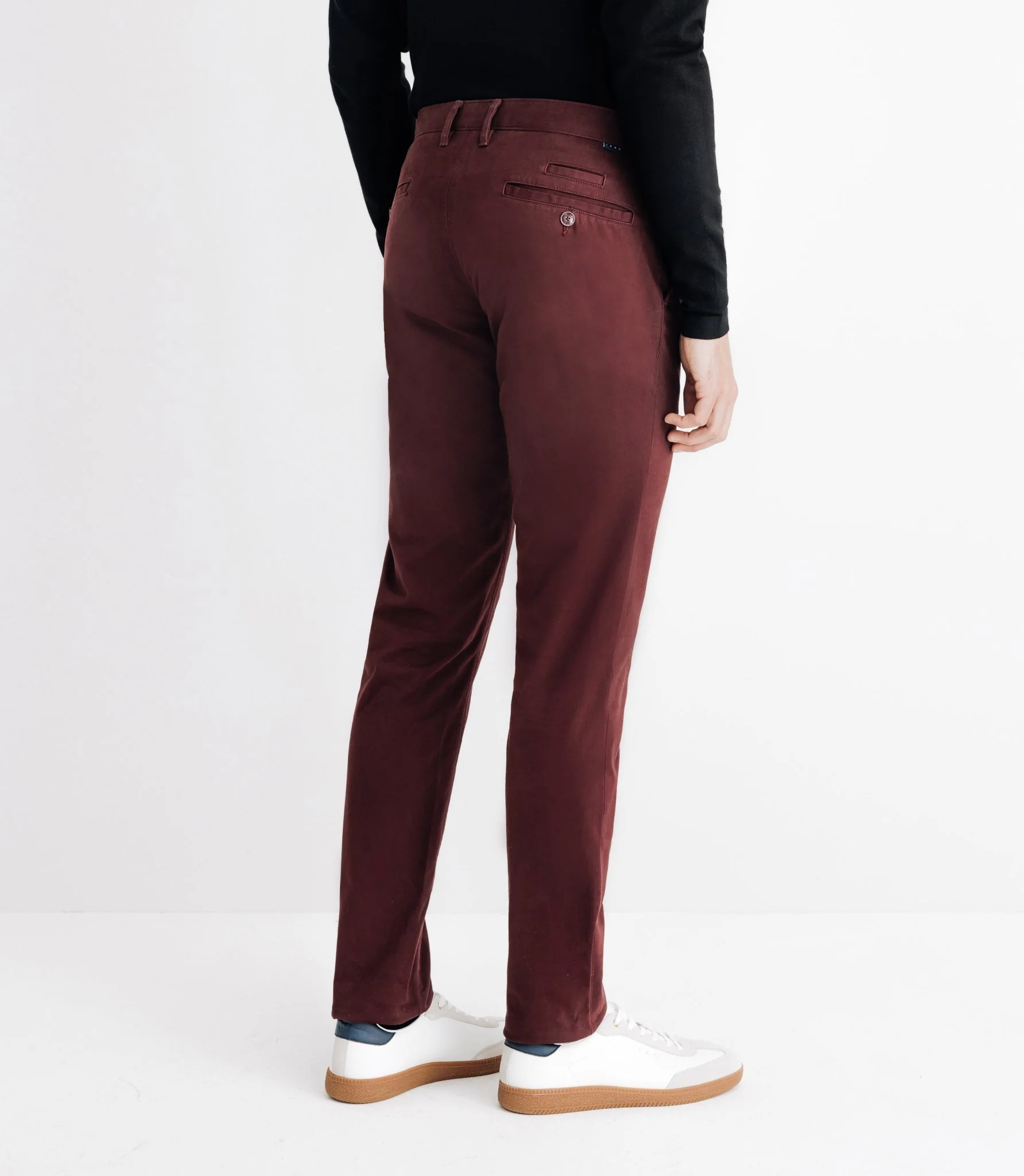 Pantalon en satin de coton bordeaux – Image 4