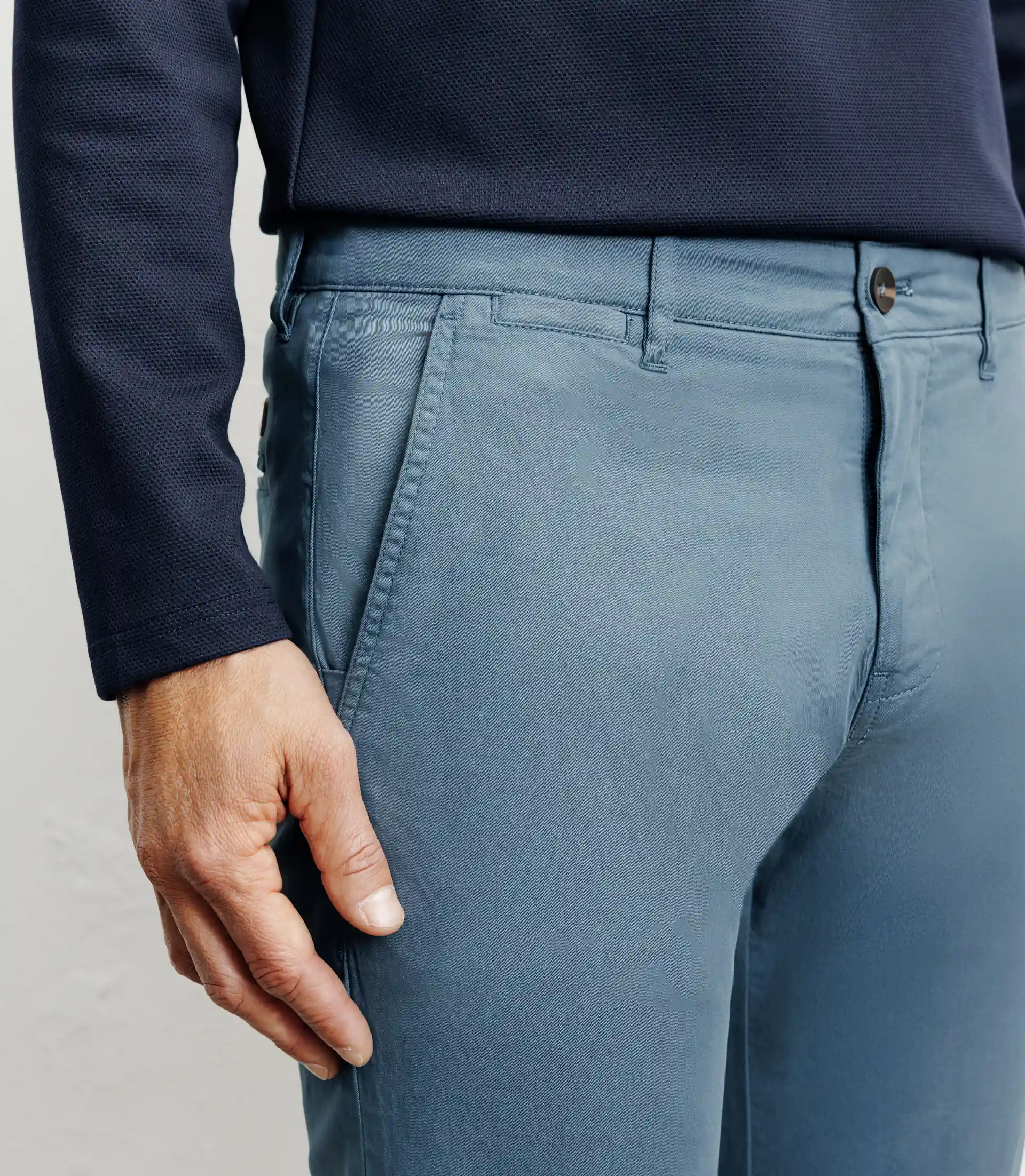 Pantalon coton stretch bleu canard – Image 2