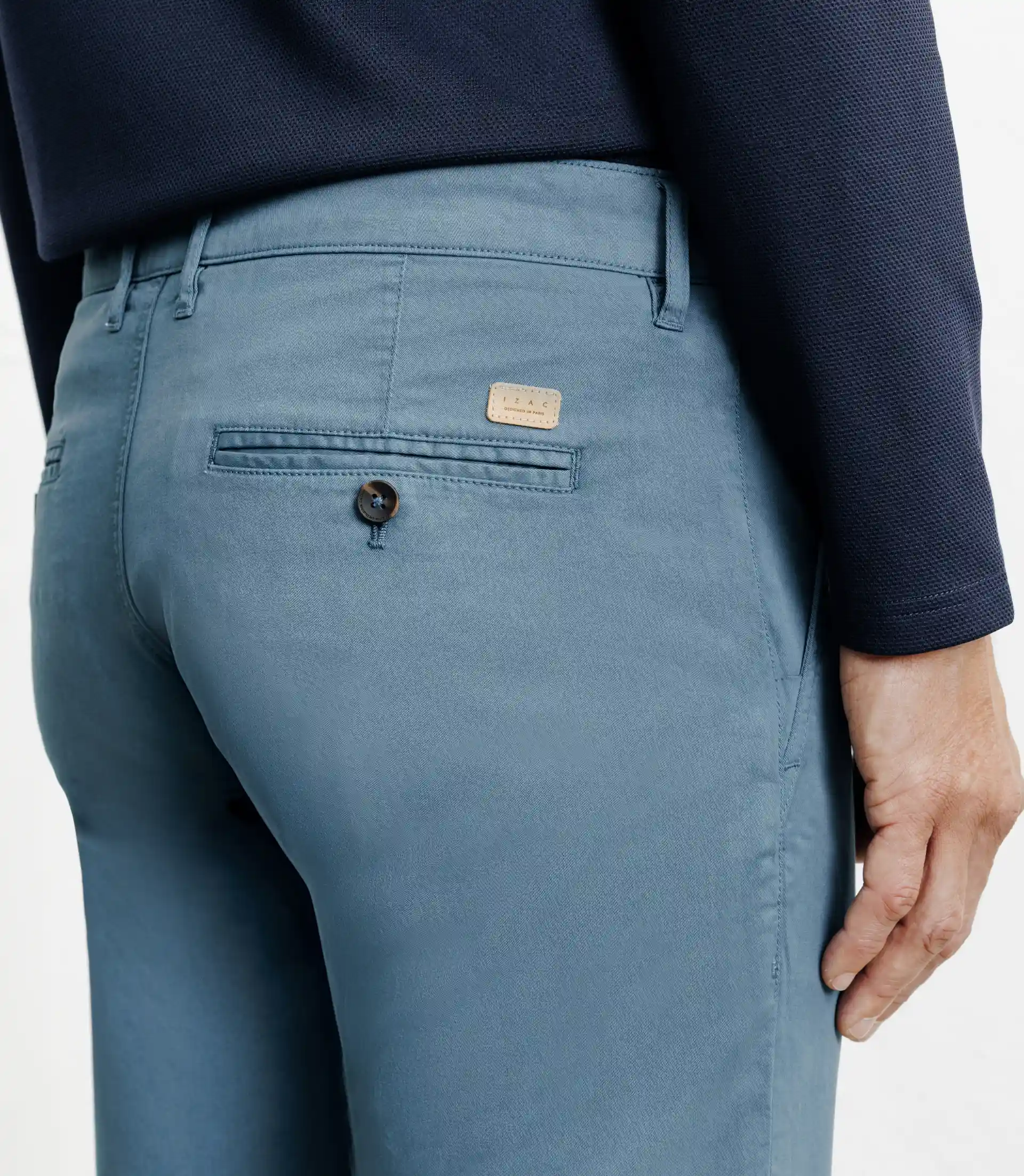 Pantalon coton stretch bleu canard – Image 3