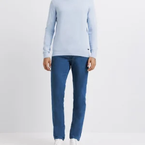 Pull col rond double fil ciel