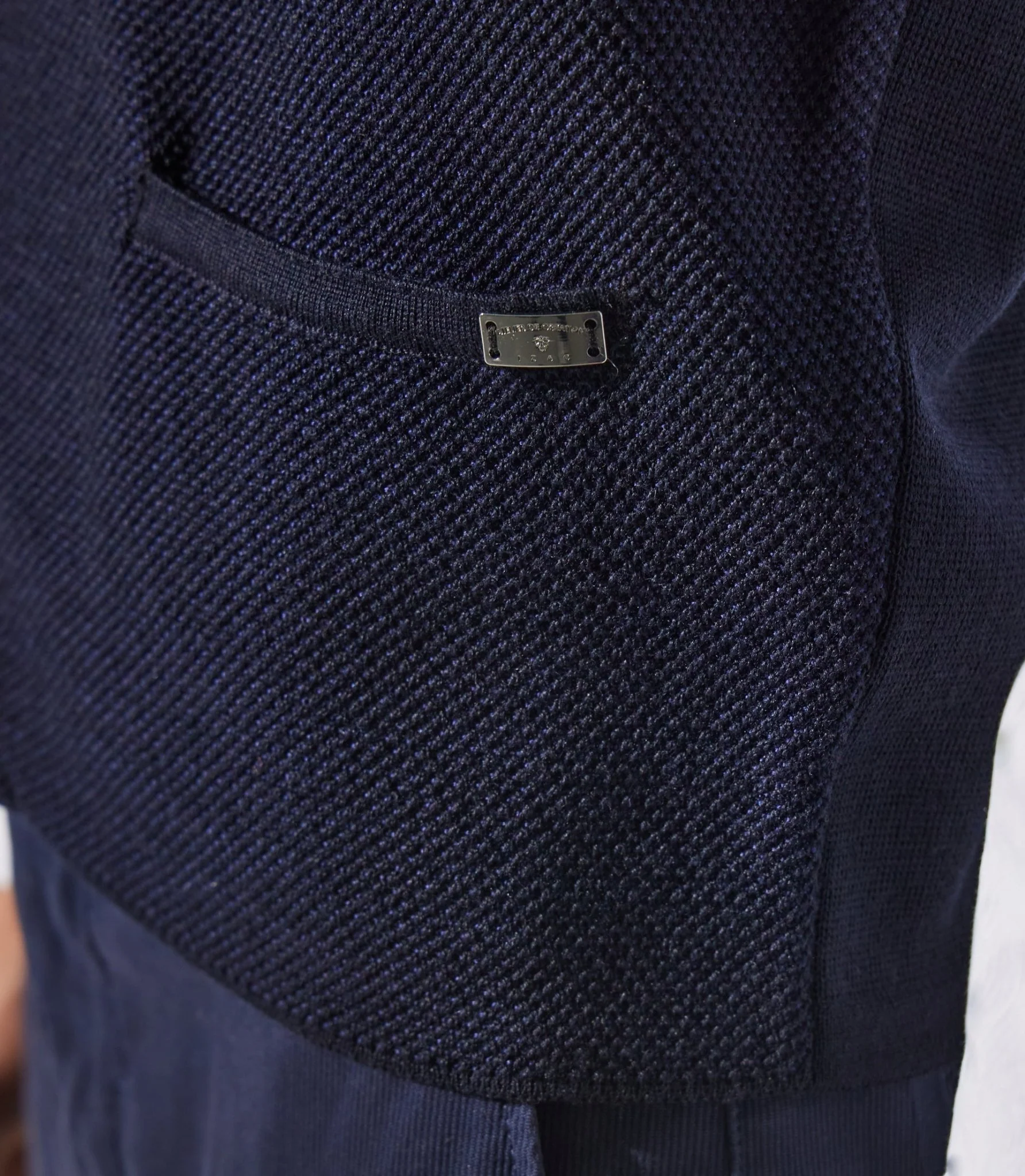 Gilet boutonné sans manches marine en mérinos – Image 5