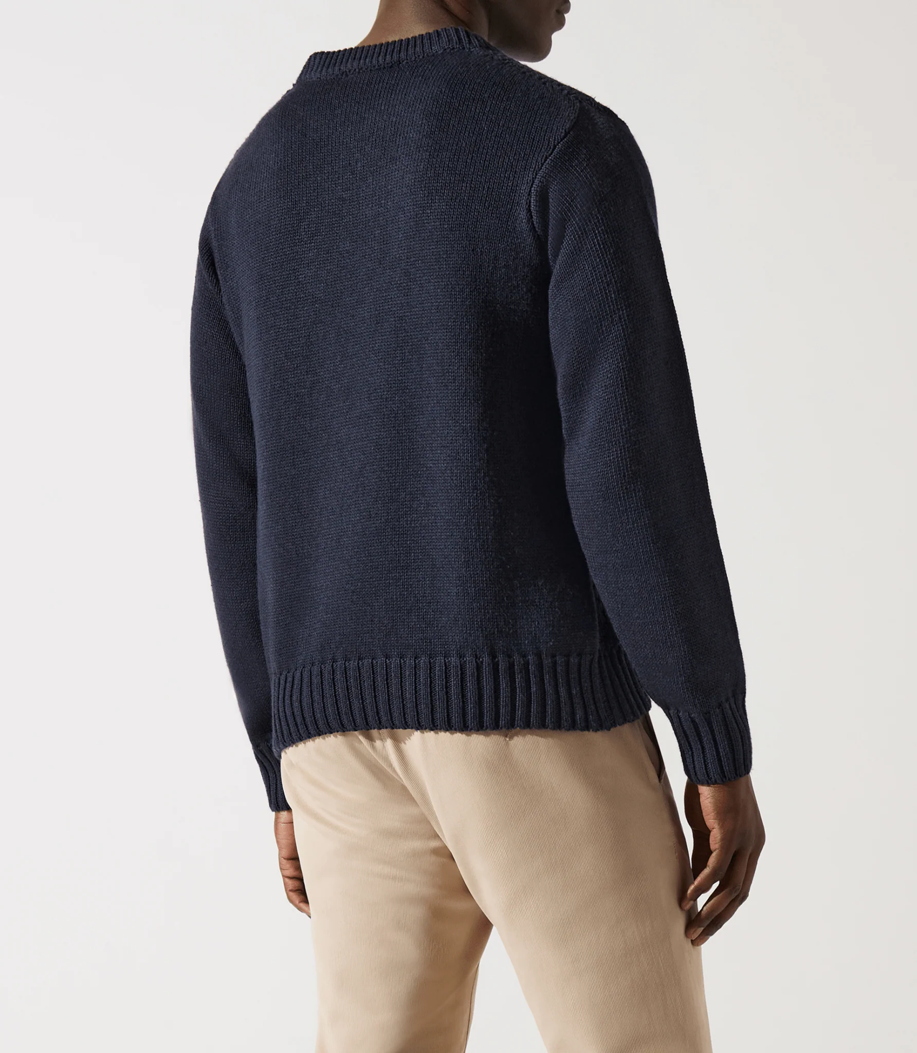 Pull col rond rayé marine – Image 3