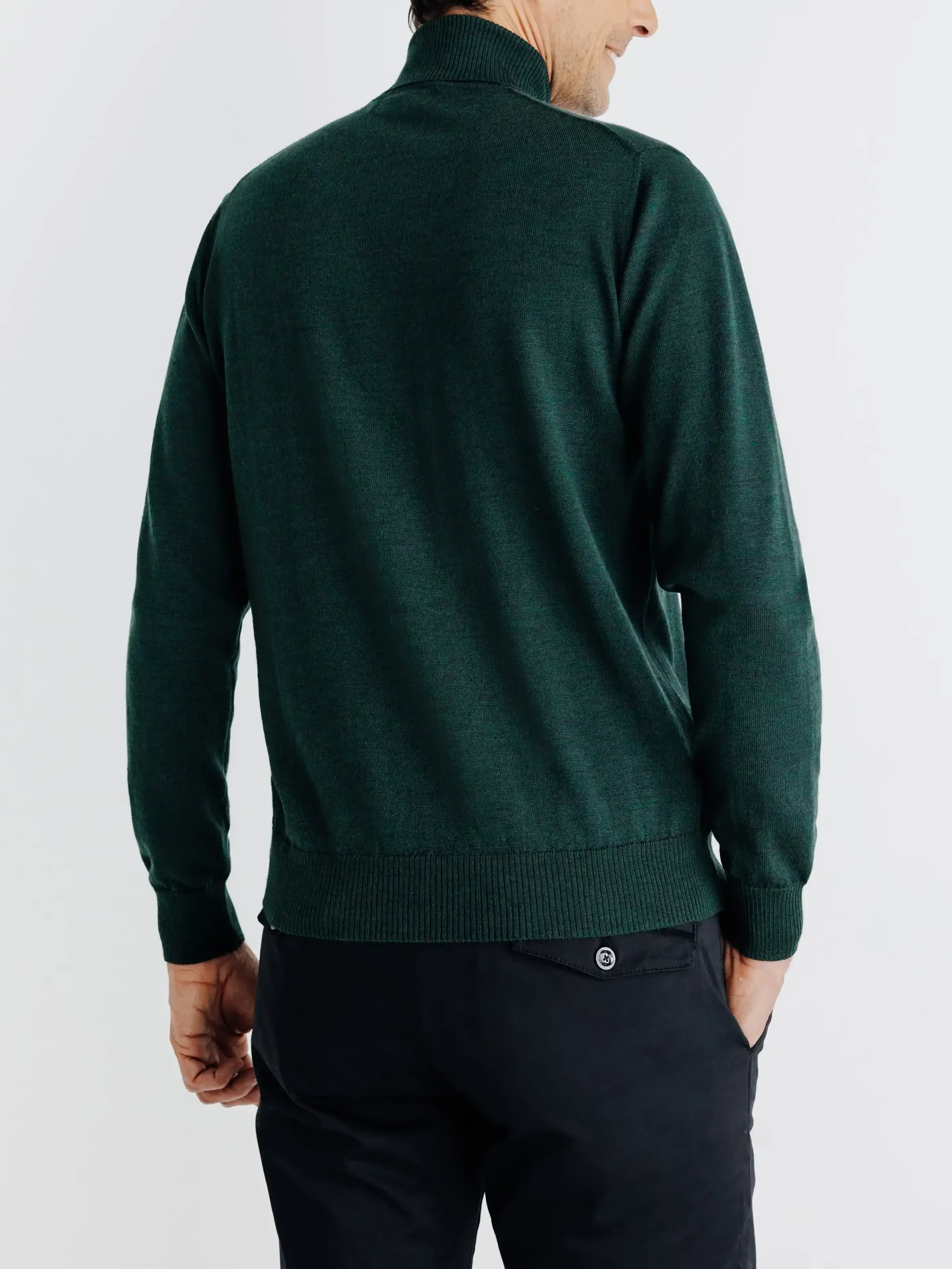 Pull col roulé vert fonce – Image 4