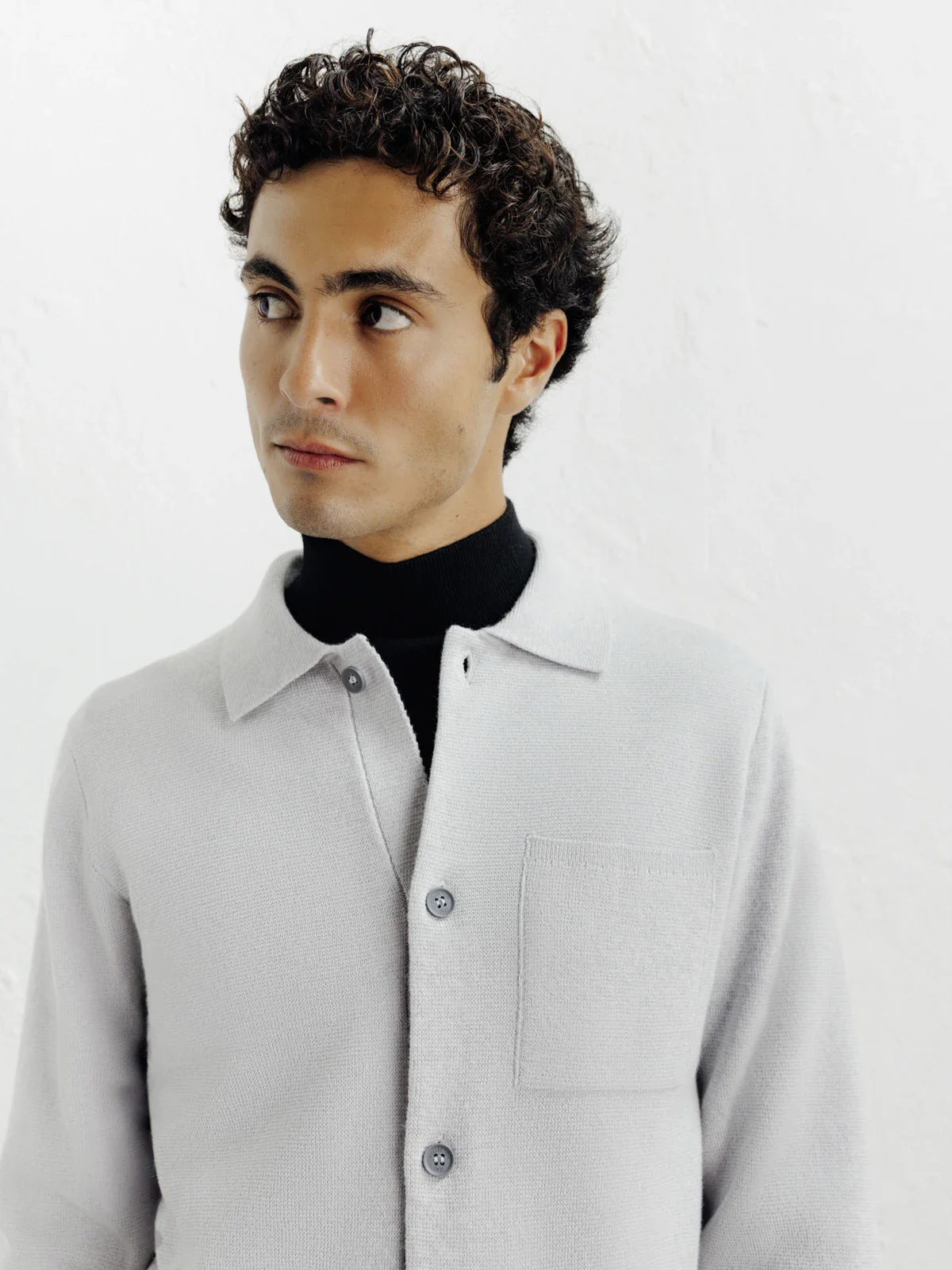 Cardigan surchemise en maille gris chiné – Image 2