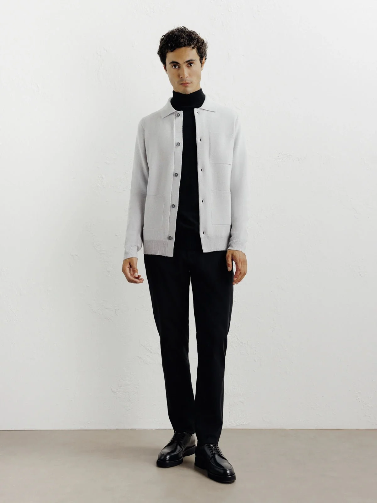 Cardigan surchemise en maille gris chiné – Image 3