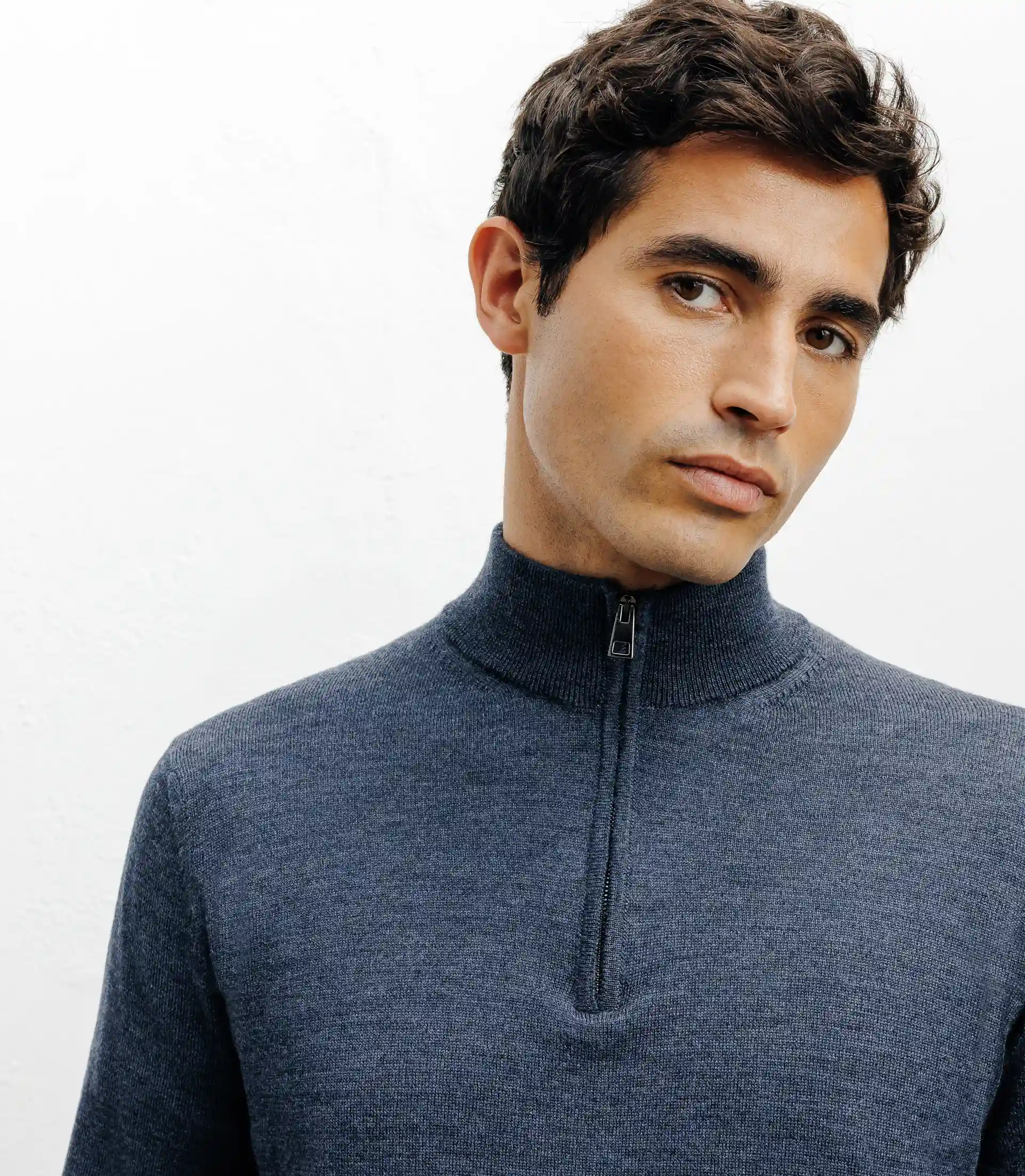 Pull à col demi zippé indigo – Image 2