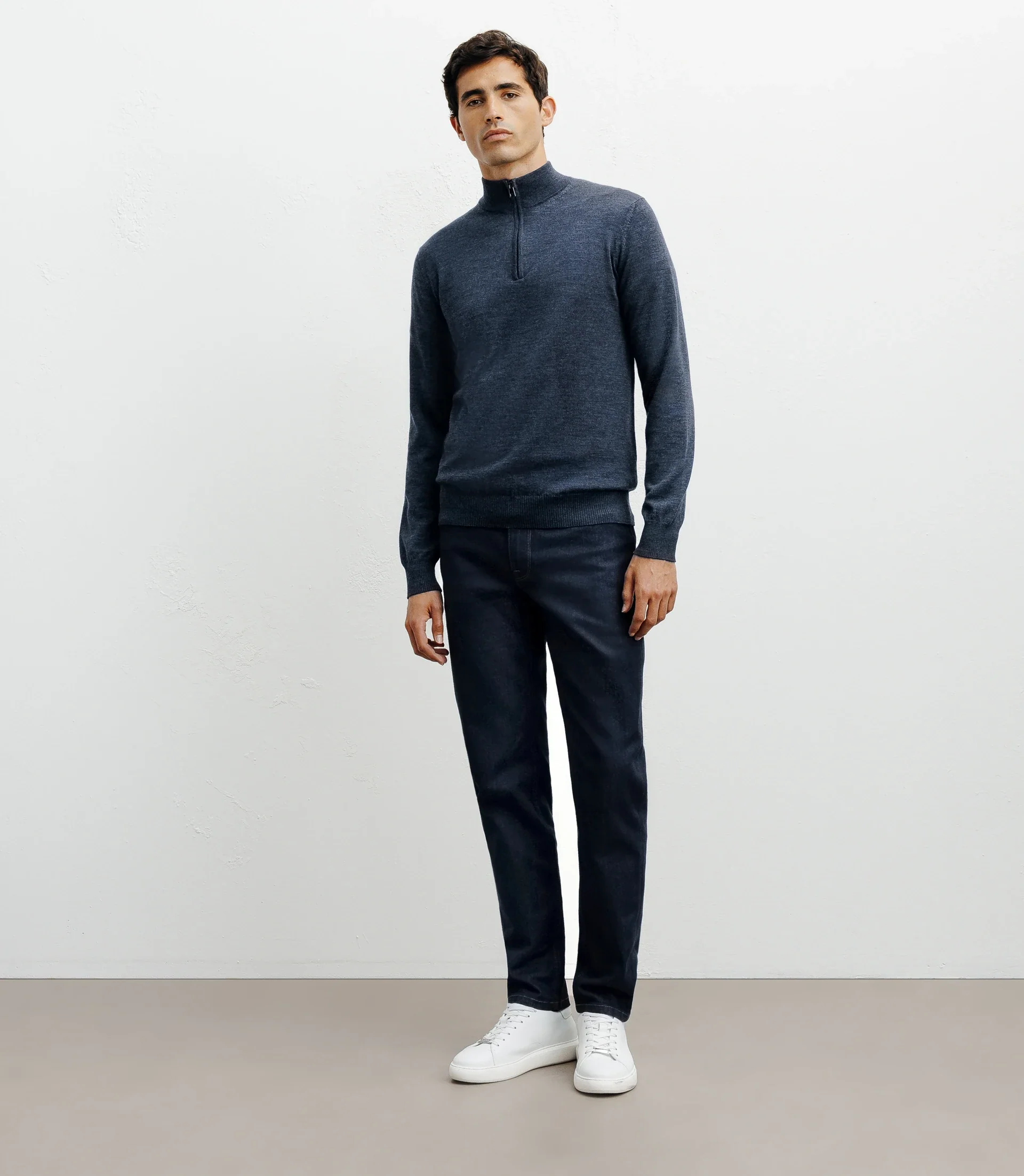 Pull à col demi zippé indigo – Image 3