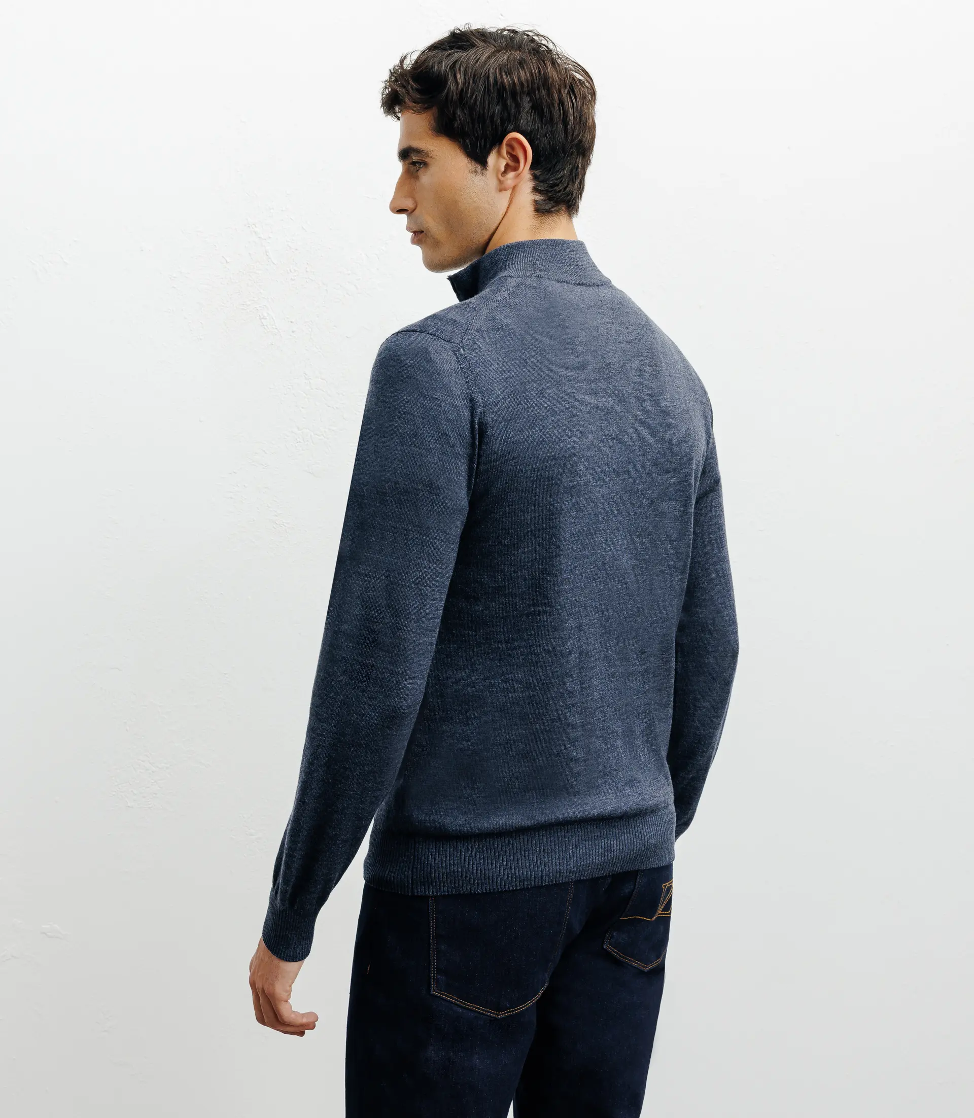 Pull à col demi zippé indigo – Image 4